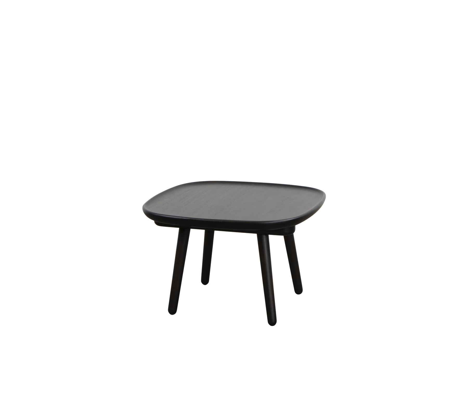 Quadratischer Tisch mit einer glatten Oberfläche und vier schlanken Beinen, konzipiert für vielseitige Verwendung in verschiedenen Umgebungen.