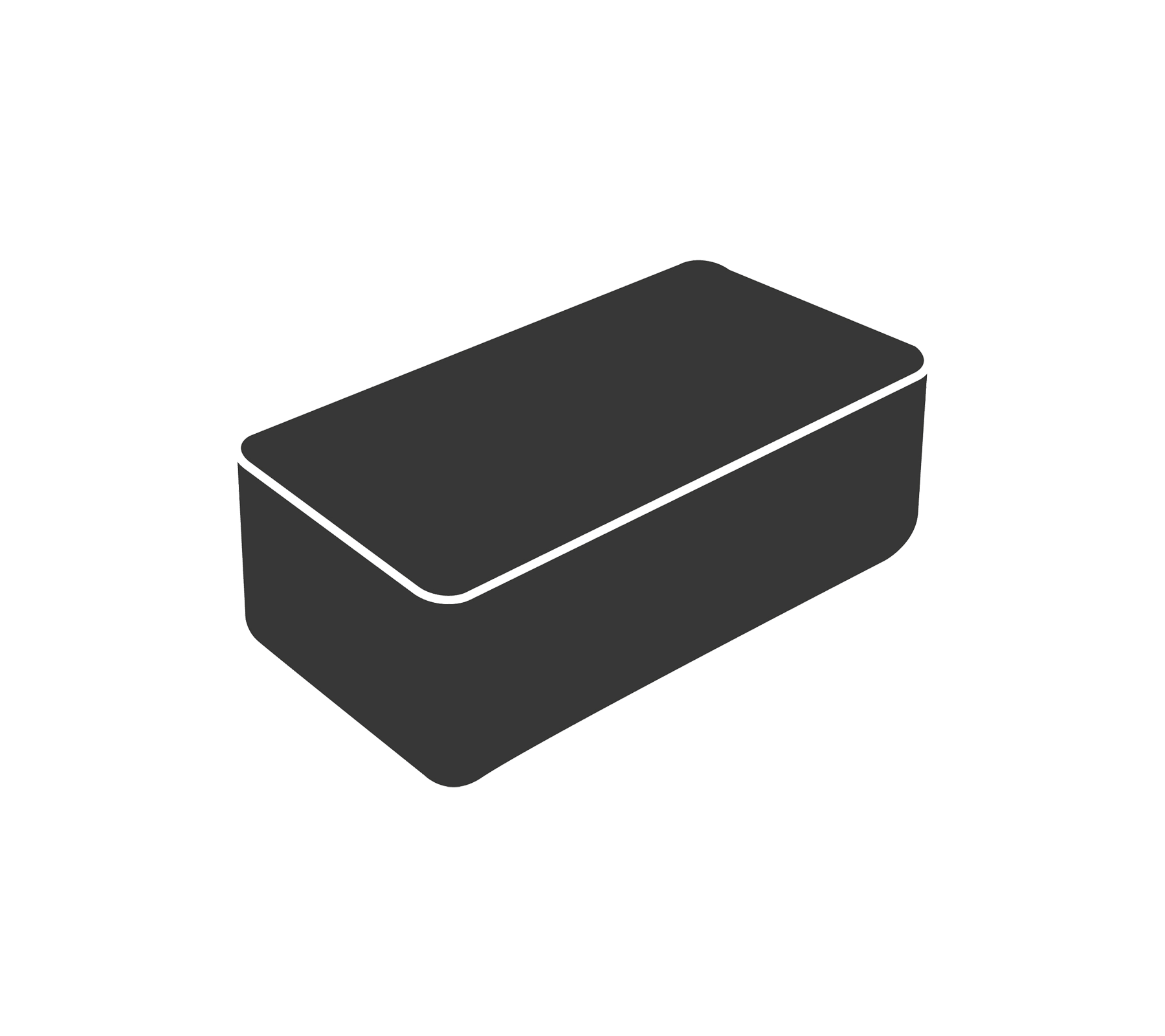 Eine einfache rechteckige Aufbewahrungsbox mit einem flachen Deckel, entworfen um Gegenstände effizient zu organisieren und zu lagern.