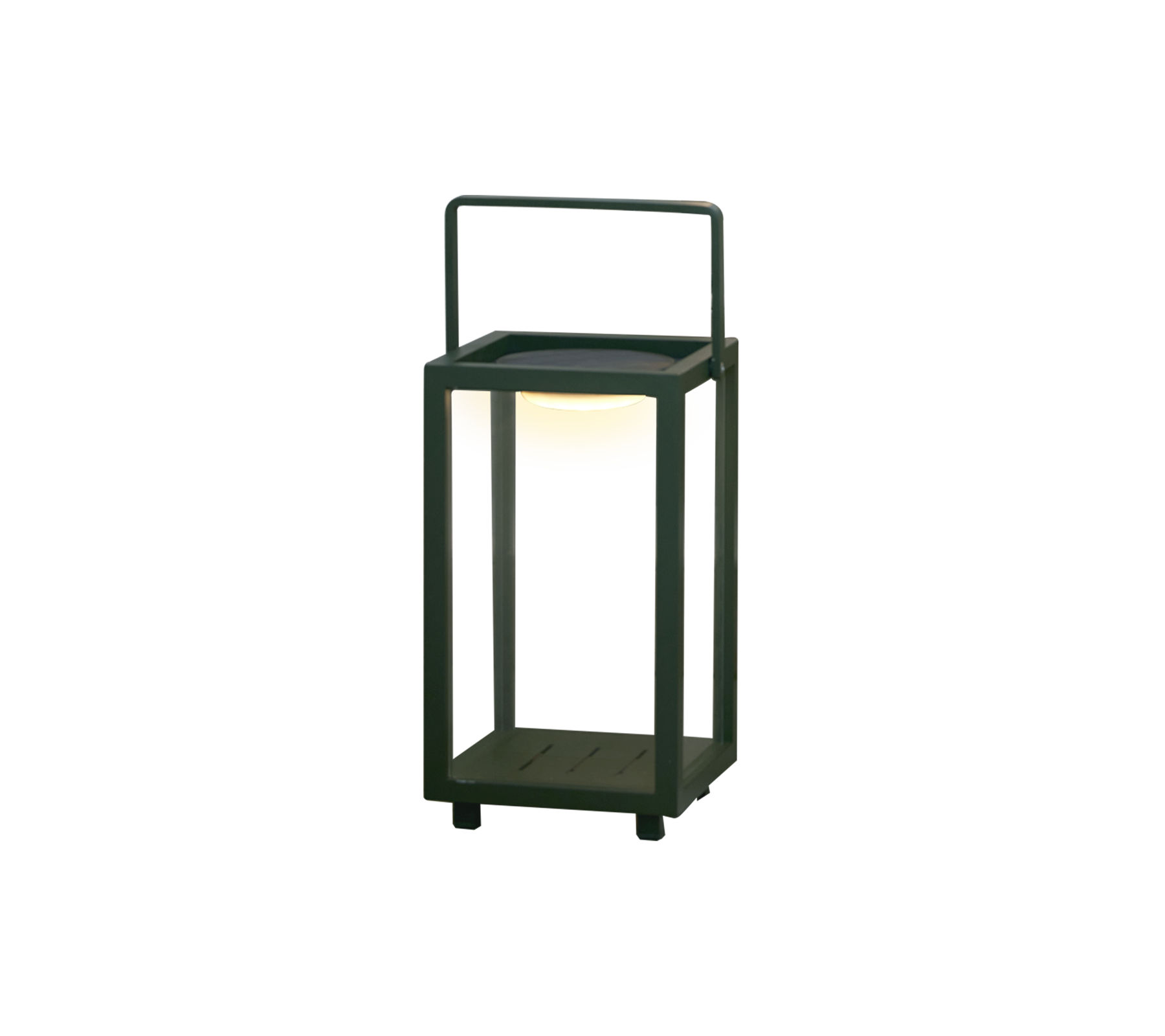 Stilvolle Laterne mit warmem LED-Licht, eingebettet in einen schlanken, modernen Rahmen, perfekt zur Verbesserung der Atmosphäre in jedem Raum.