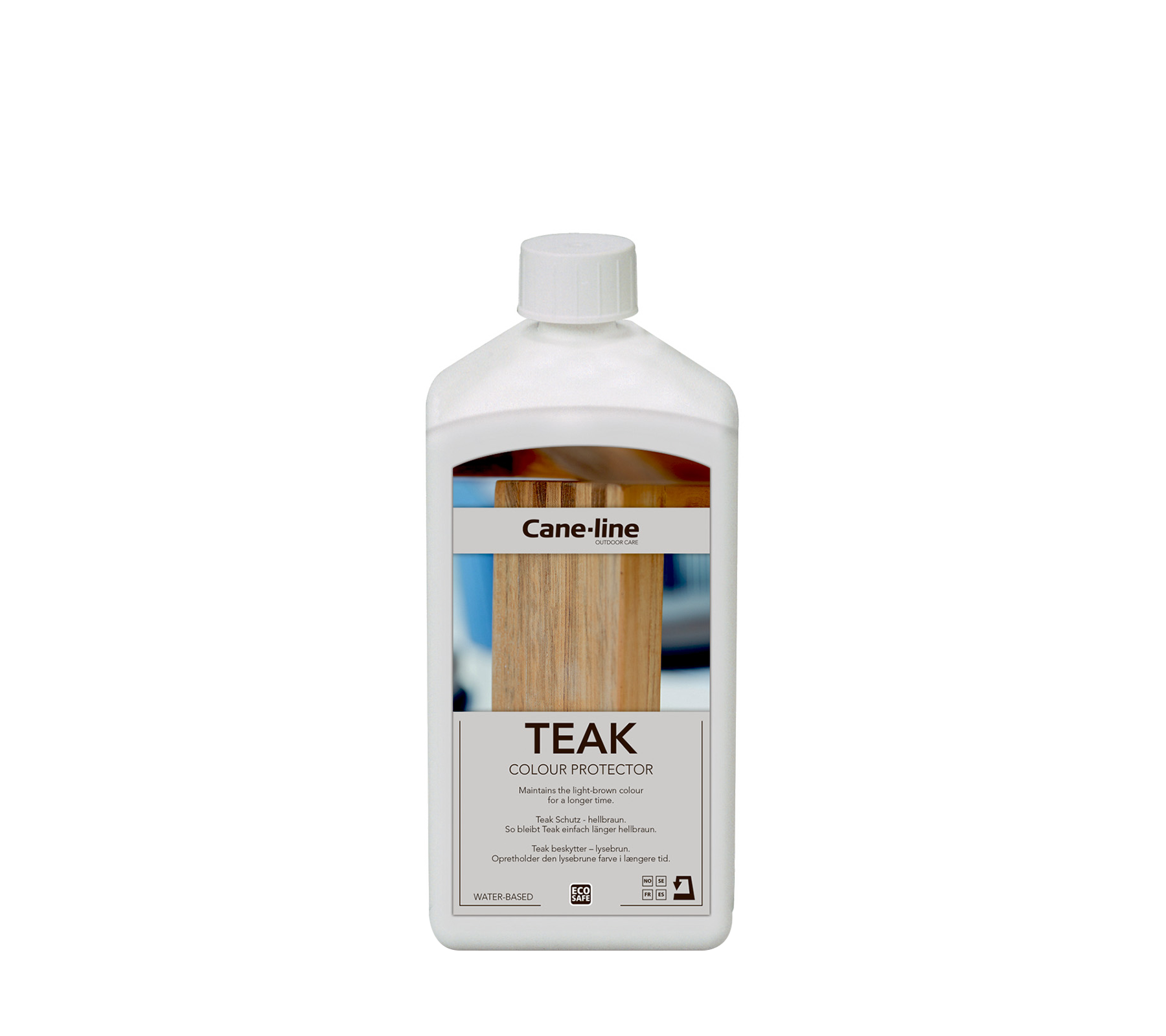 Behälter für Teakholzschutz von Cane-line, entwickelt, um das Aussehen von Teakholzoberflächen zu erhalten und zu verbessern.