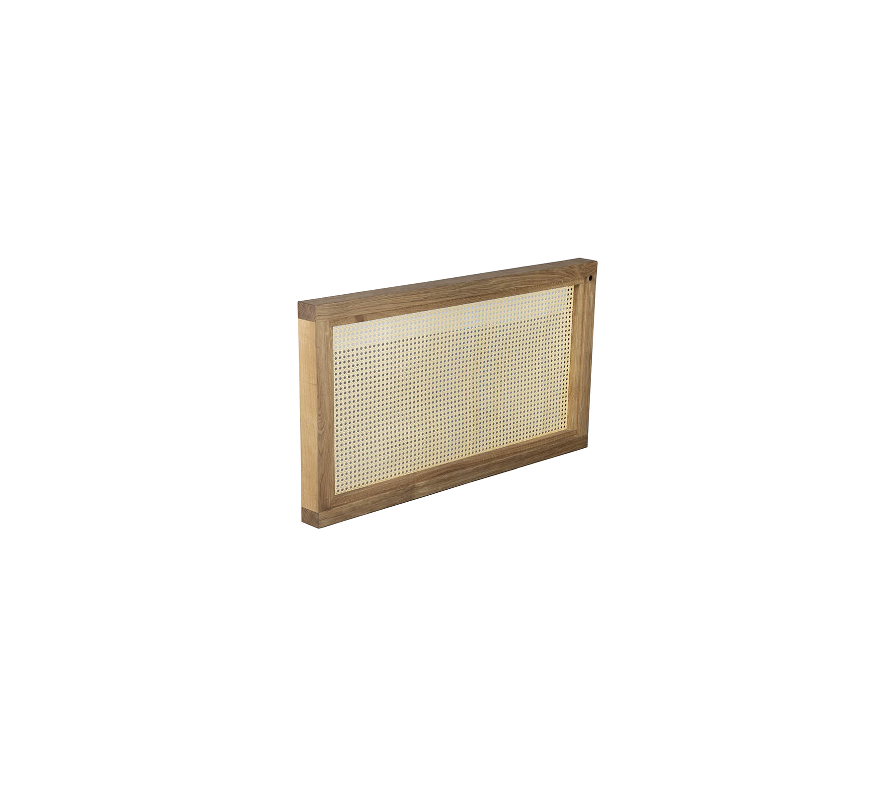 Holzrahmen mit einem Netzscreen, entworfen für Luftstrom- und Filtrationszwecke, mit einem einfachen, funktionalen Design.