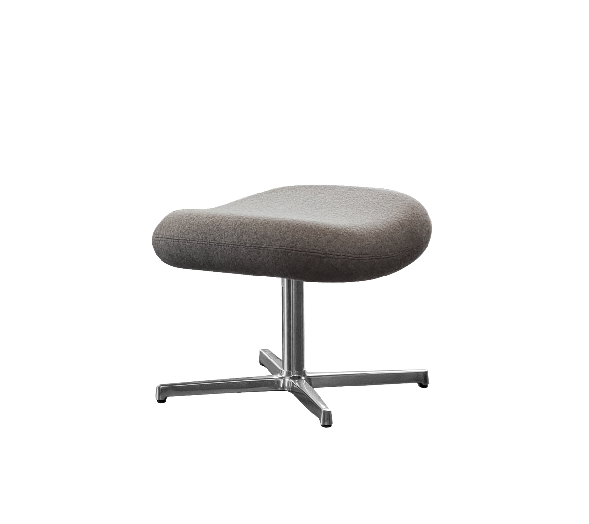 Moderne gepolsterter Pouf mit einer weichen, abgerundeten Oberseite und einem schlanken Metallfuß, perfekt für zusätzlichen Komfort und Stil.