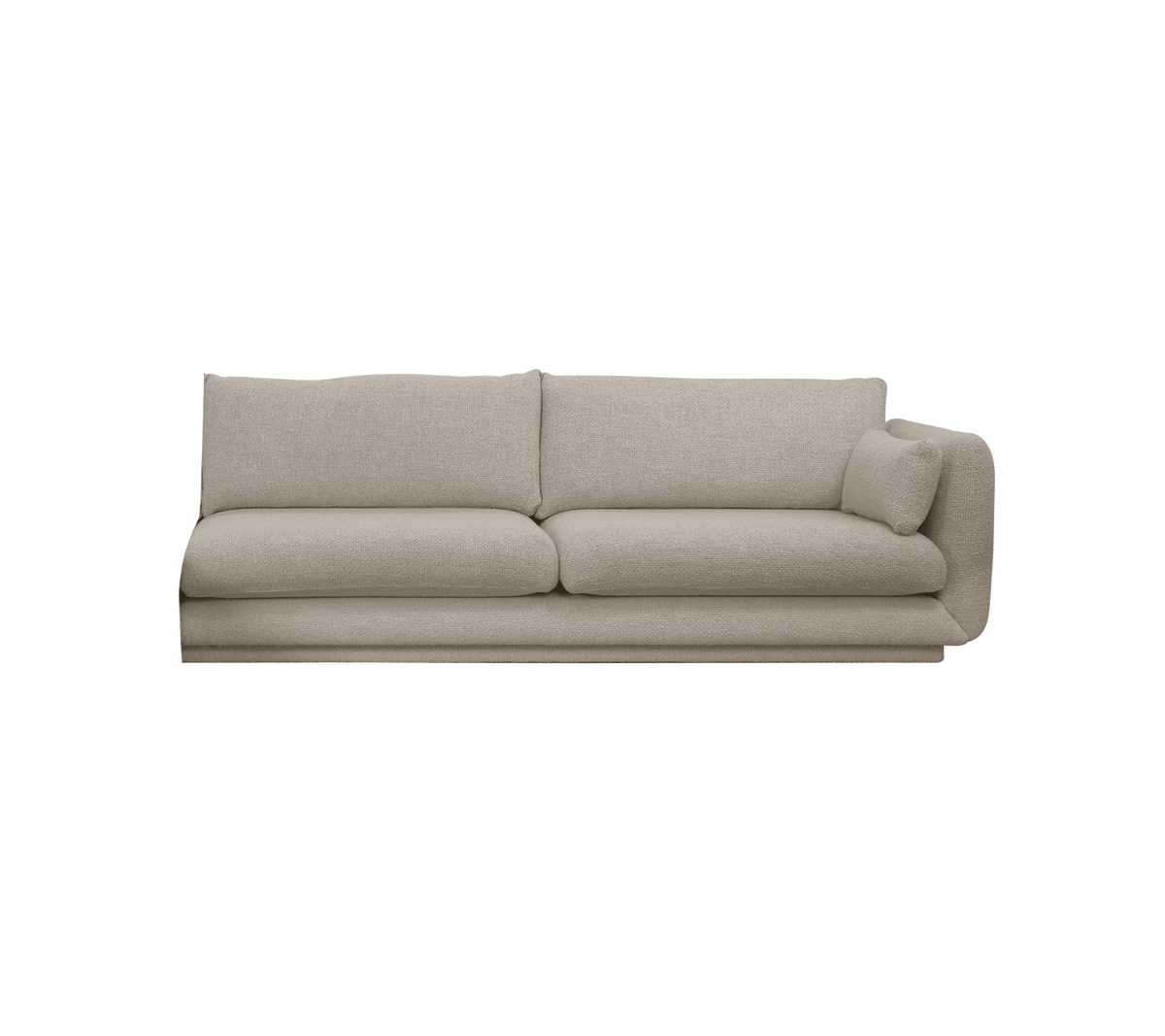 Moderne sandfarbene Sofa mit einem entspannten Design.