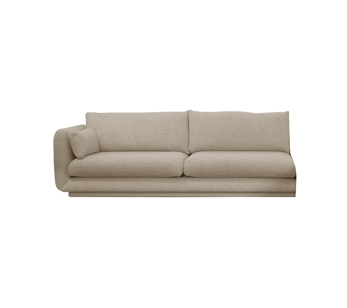 Moderne Sandsofa mit einem plüschigen Design und geräumigen Sitzgelegenheiten.