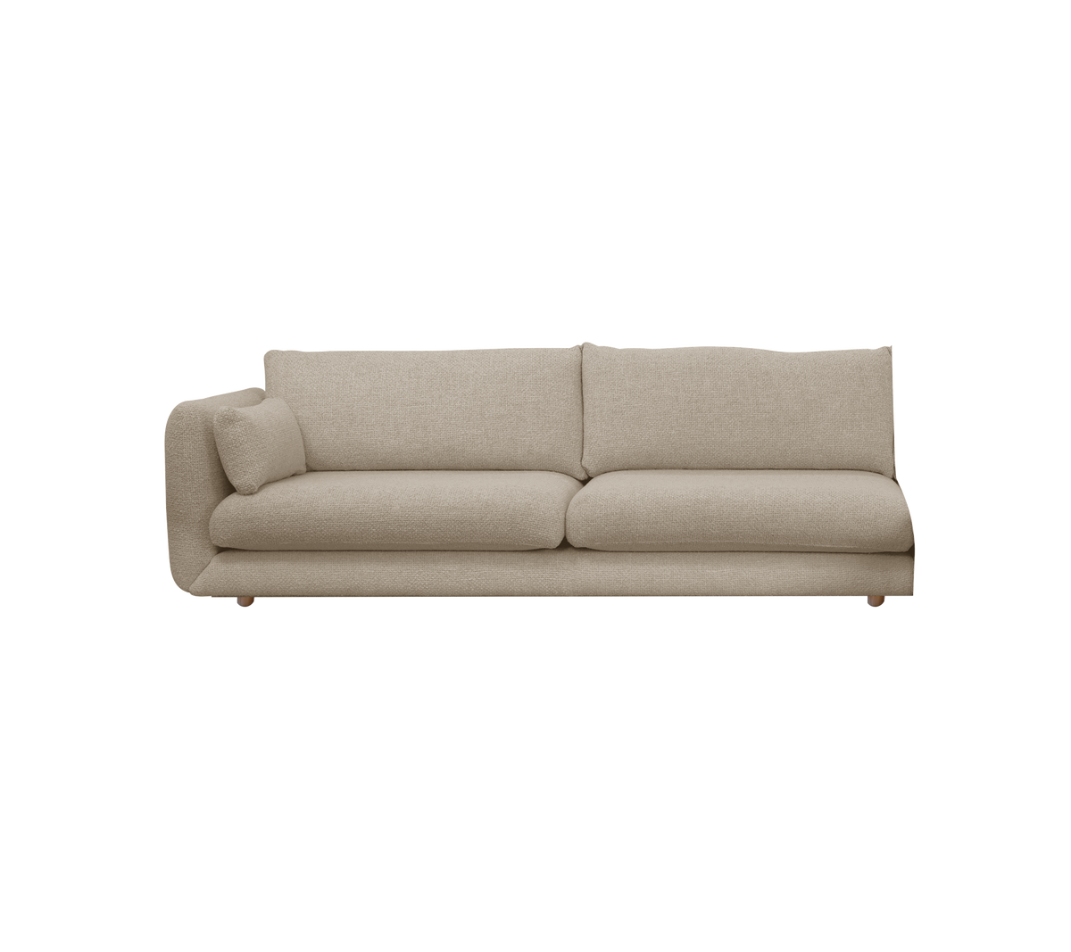 Moderne sandfarbene Sofa mit minimalistischer Gestaltung.