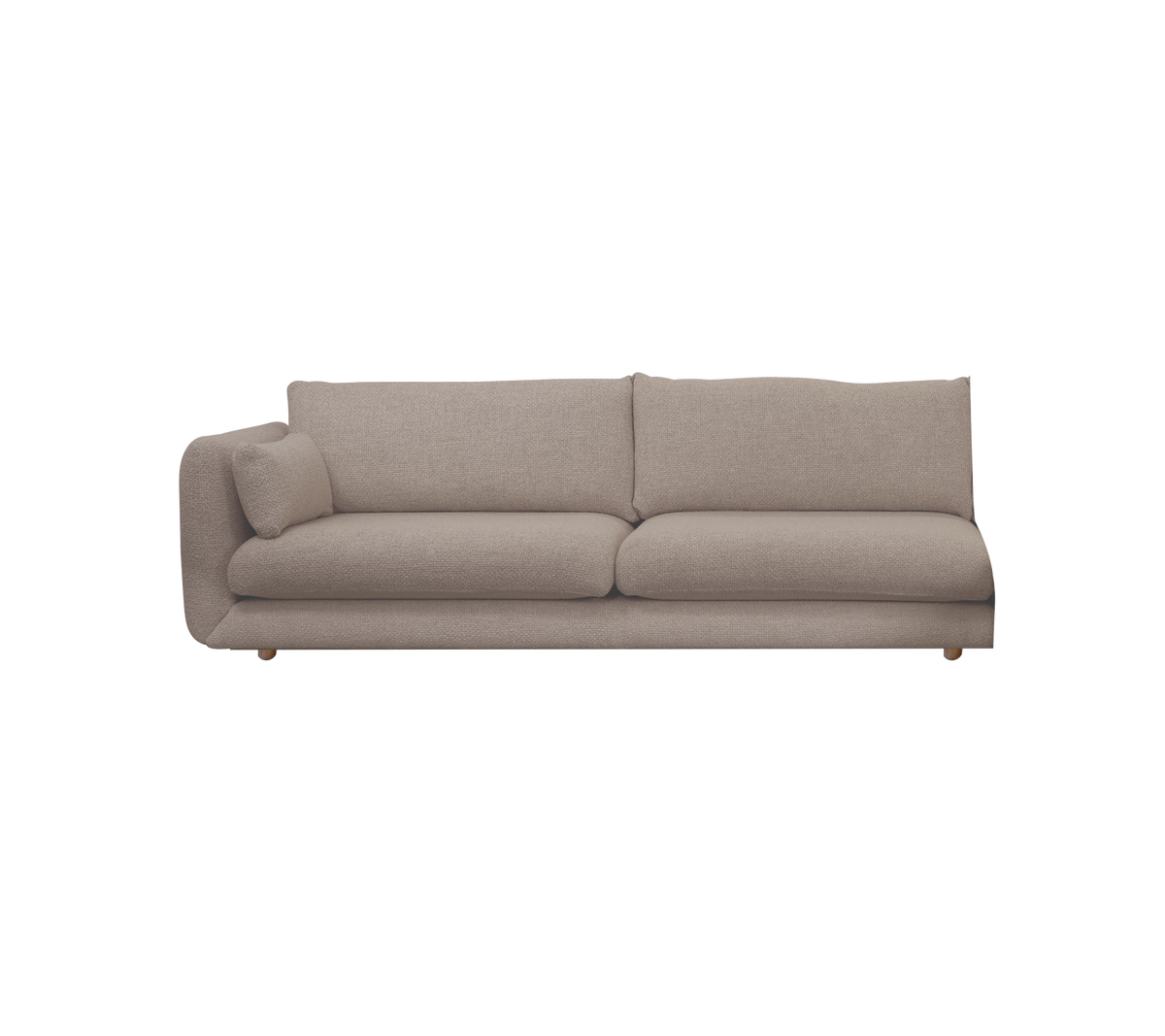 Hellbraunes modernes Sofa mit einem minimalistischen Design.