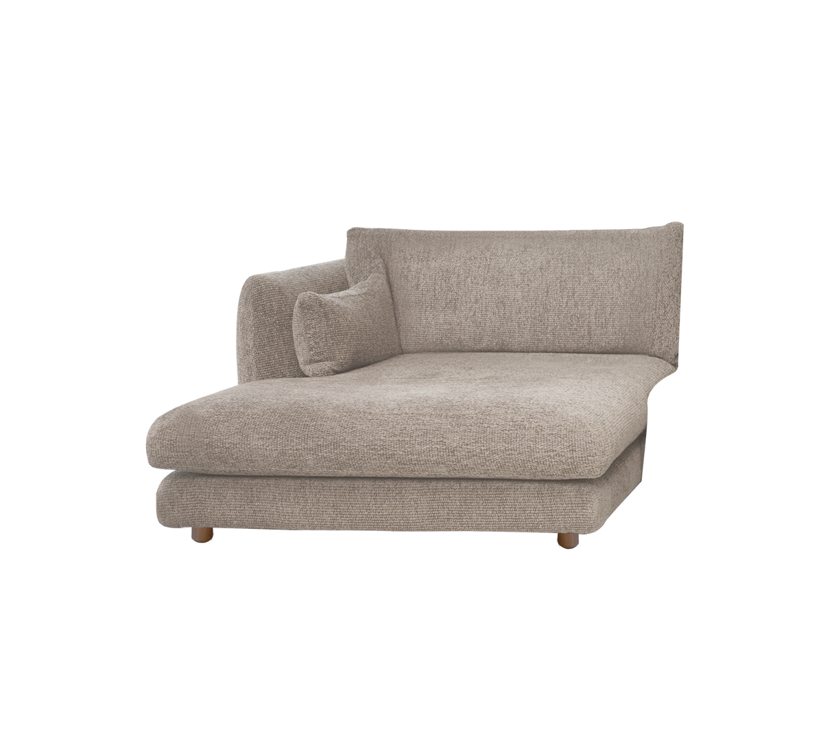 Helle braune Chaiselong mit modernem Design.