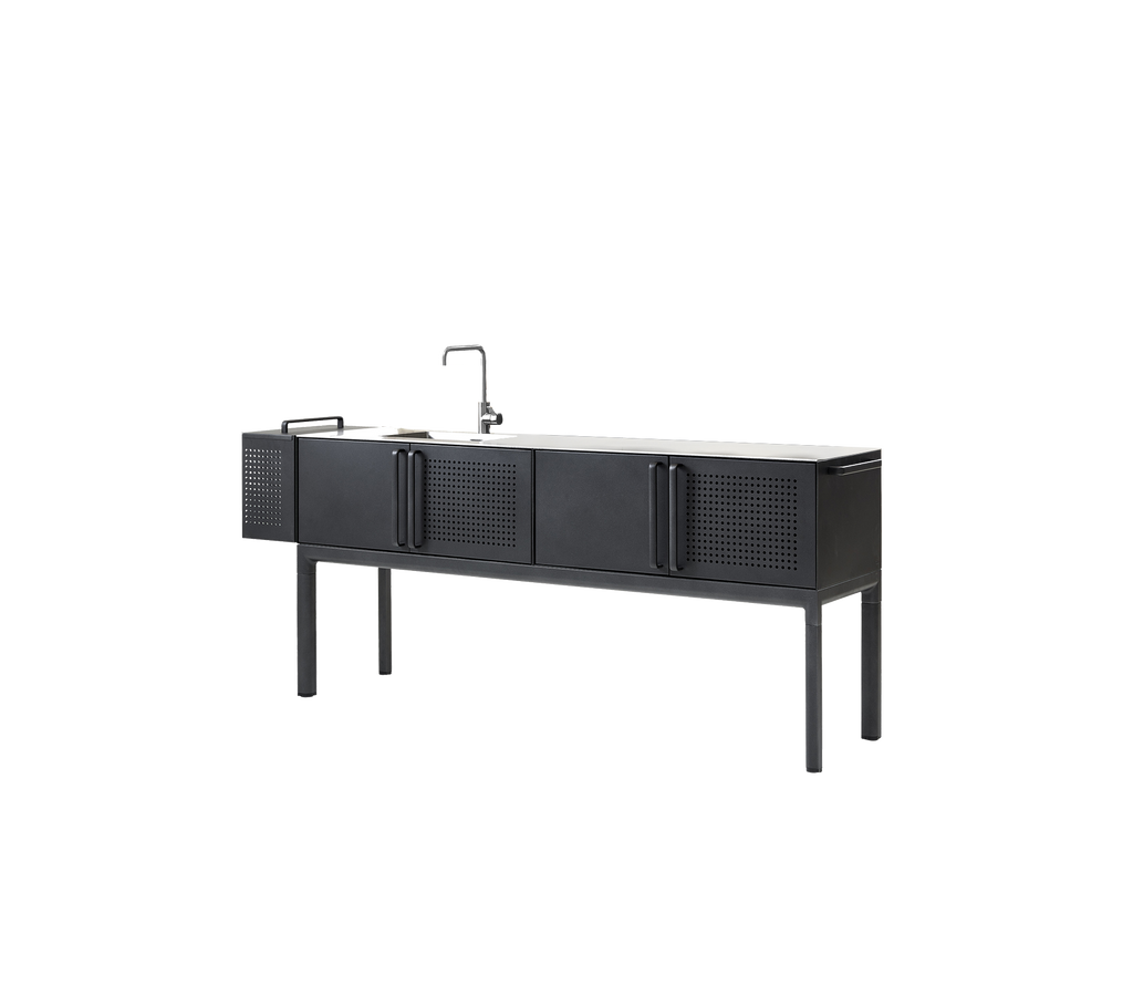 Moderne schwarzer Schrank mit klaren Linien und minimalistischem Design.