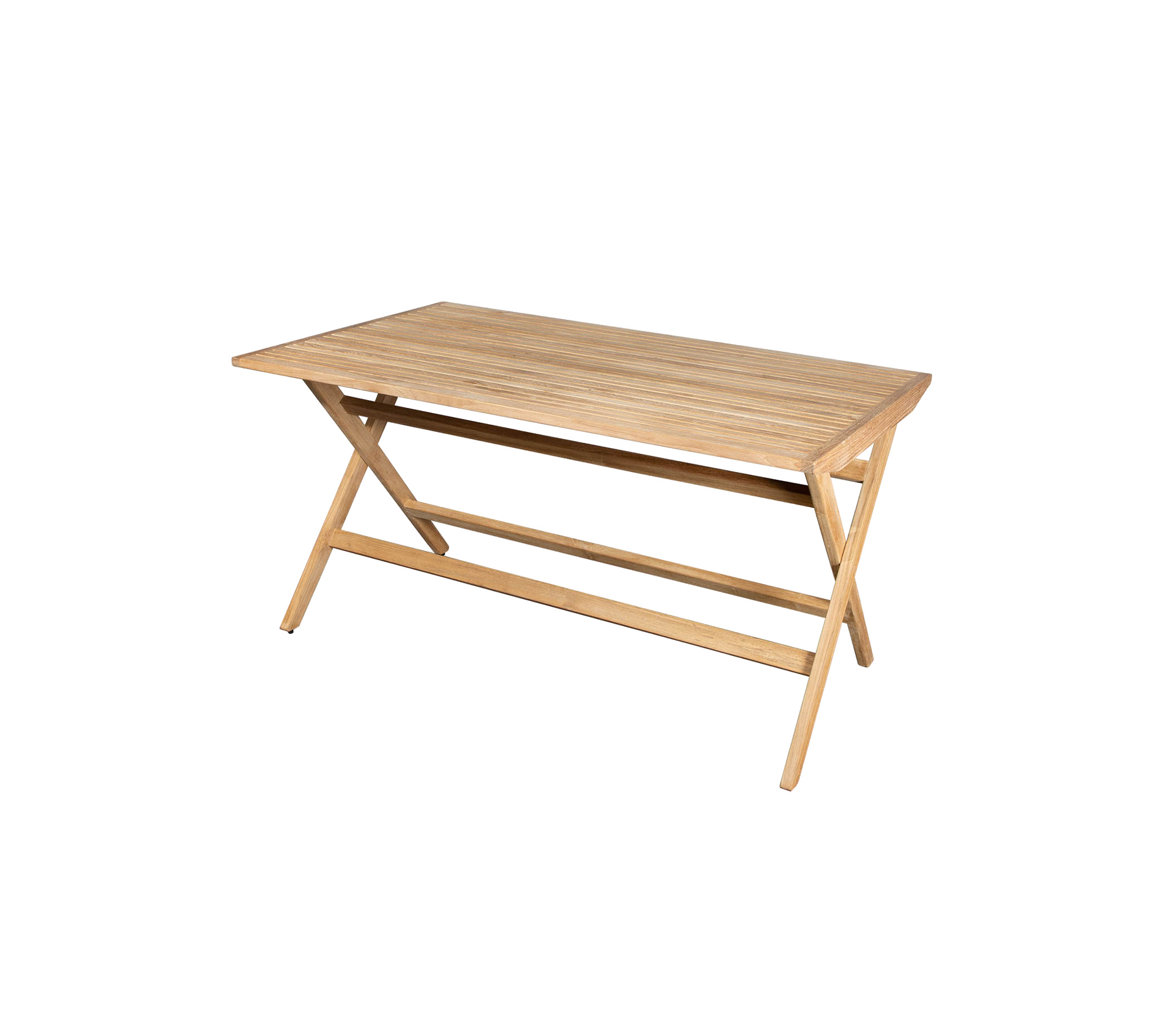 Hellauholztisch mit glatter Oberfläche und gekreuzten Beinen, geeignet für verschiedene Anwendungen.