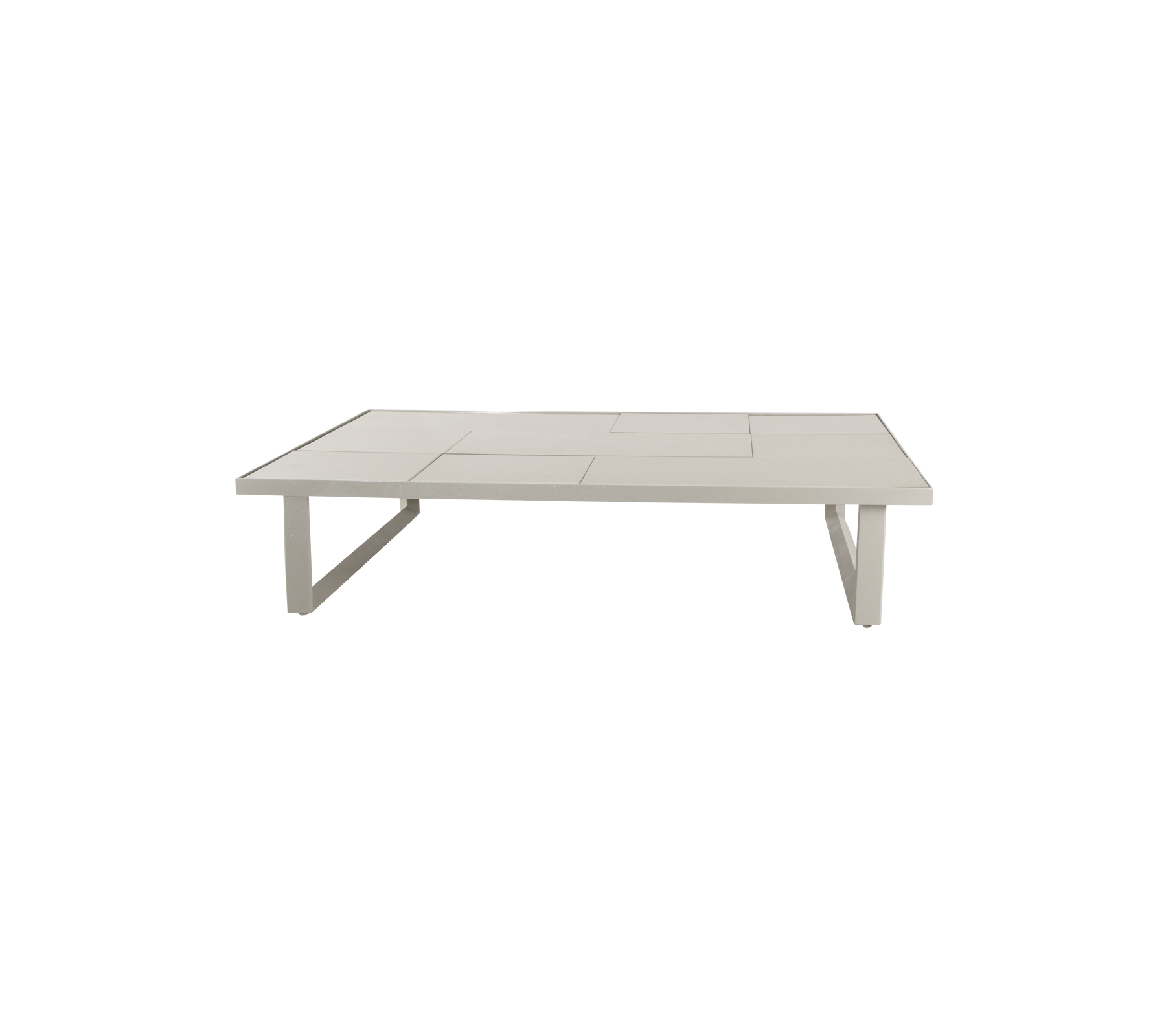 Modernes sandfarbenes Tisch mit einem minimalistischen Design.