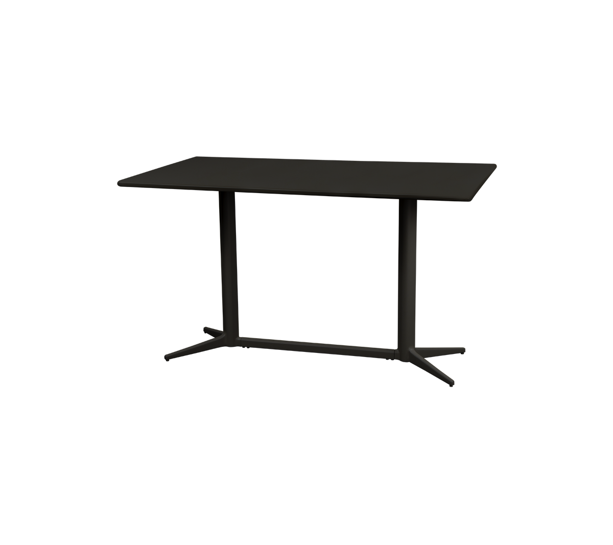 Modernes Tisch mit einer eleganten rechteckigen Oberfläche und stabilen Beinen, präsentiert sich in einem minimalistischen Design mit dunkler Oberfläche. Ideal für verschiedene Räume.