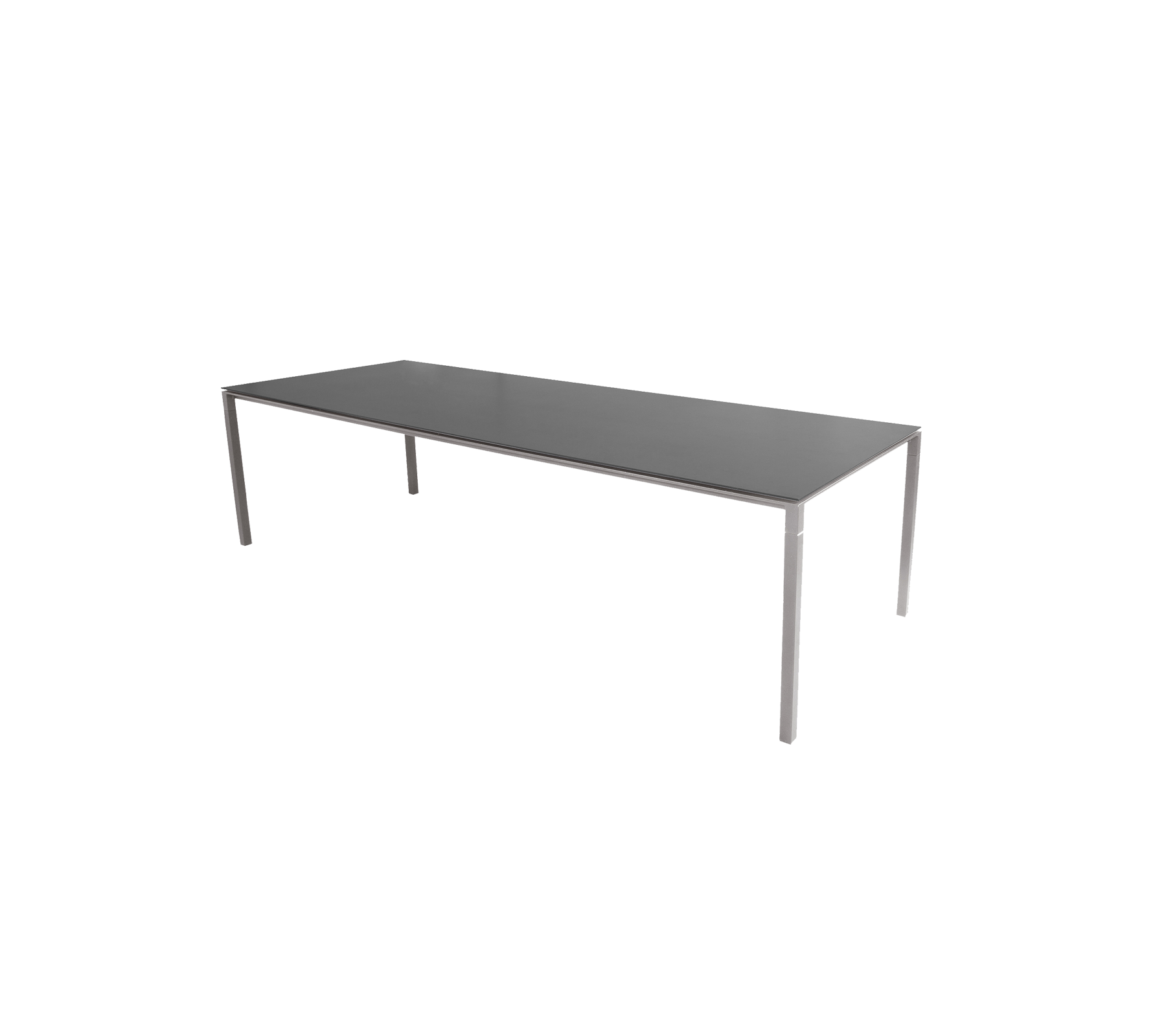 Ein schlanker, moderner Tisch mit einer flachen Oberfläche und stabilen Beinen, entworfen für vielseitige Verwendung in verschiedenen Umgebungen.