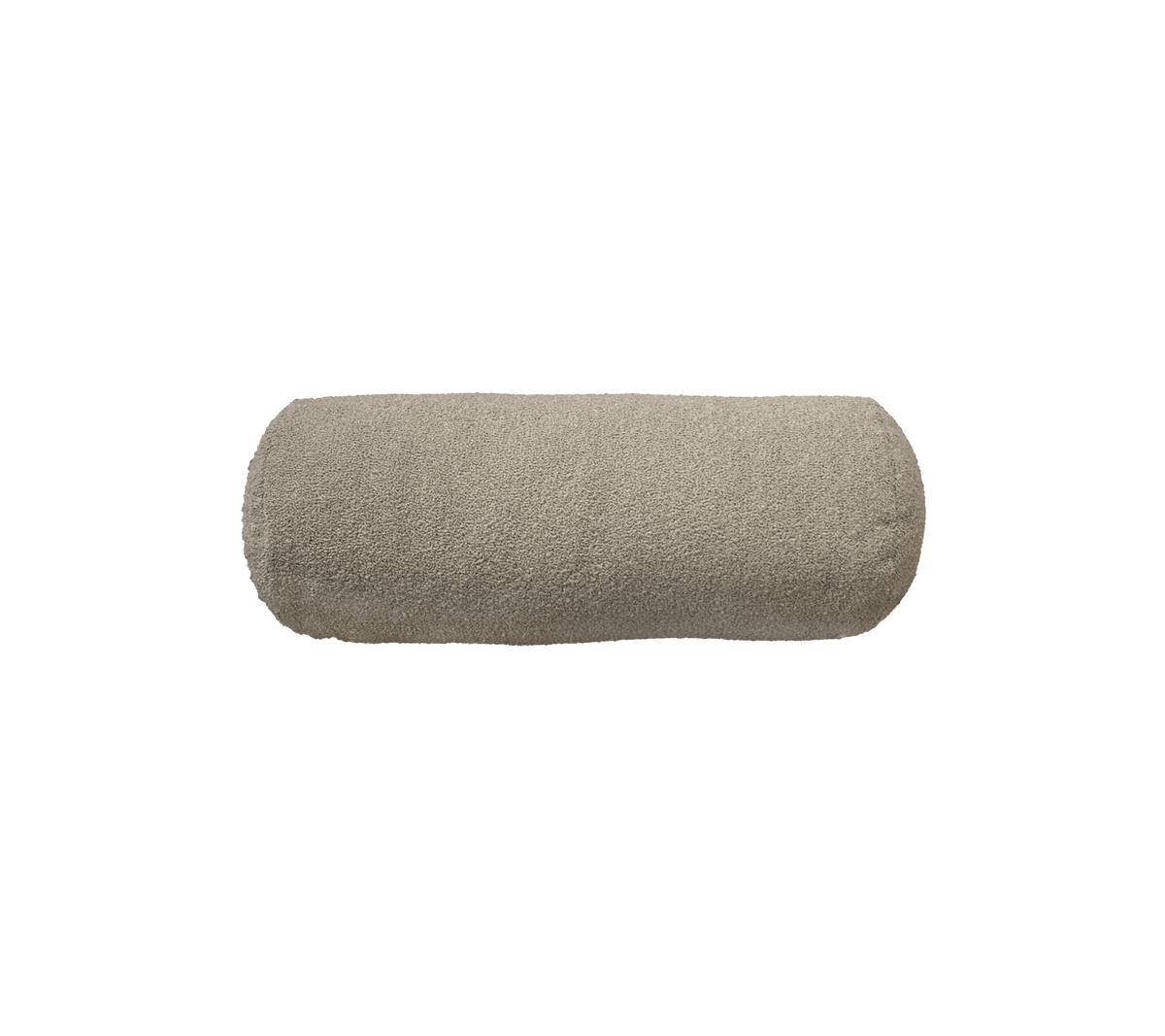 Helle beige zylindrische Kissen mit einer weichen Textur, entworfen für Komfort und Stil in verschiedenen Umgebungen.