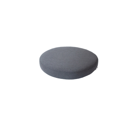 Runde, dunkelgraue Kissen mit einer glatten Oberfläche, ideal zum Sitzen oder für dekorative Zwecke.
