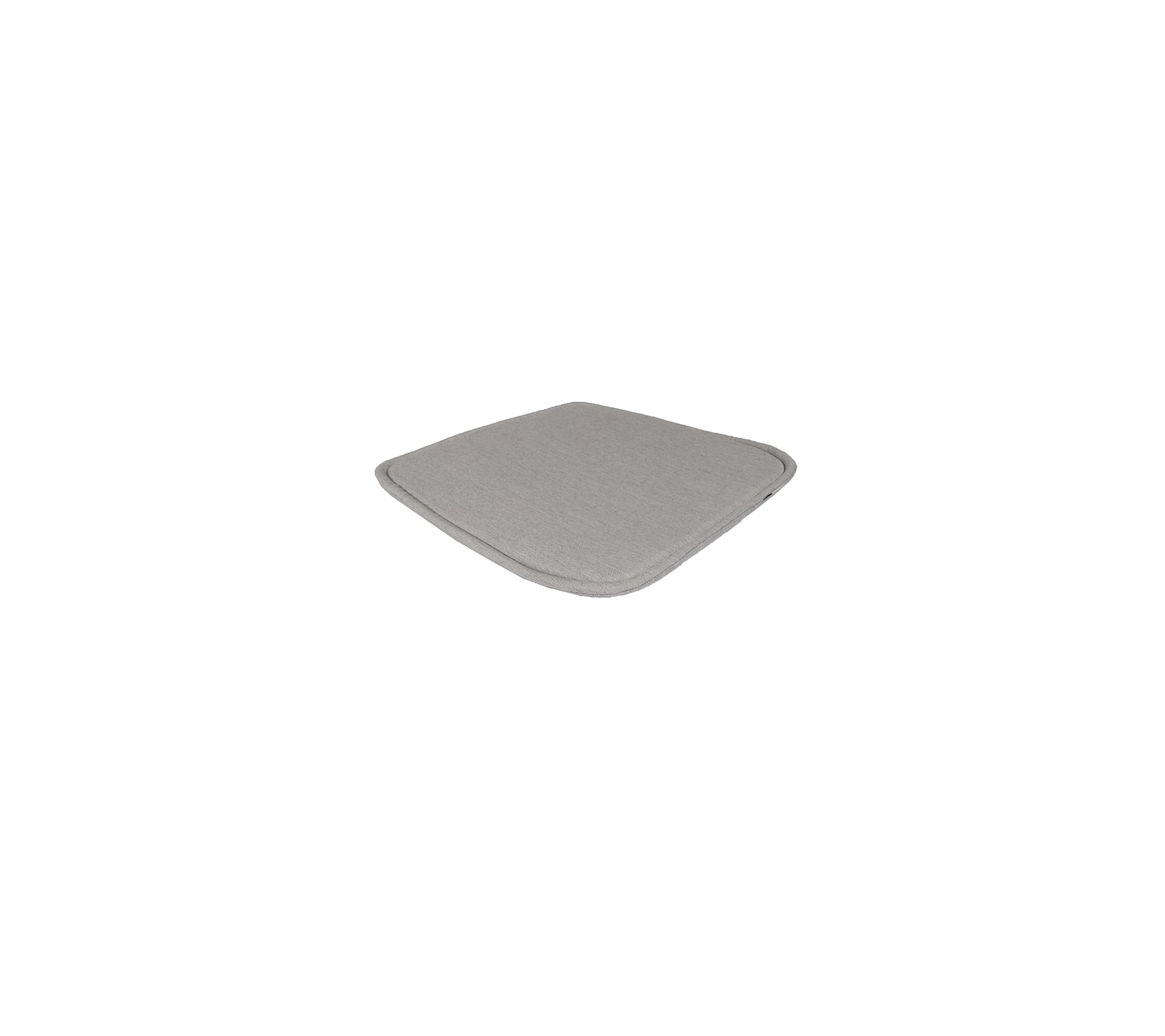 Ein einfaches, quadratisches Sitzkissen in hellgrau mit glatten Kanten und einem minimalistischen Design.