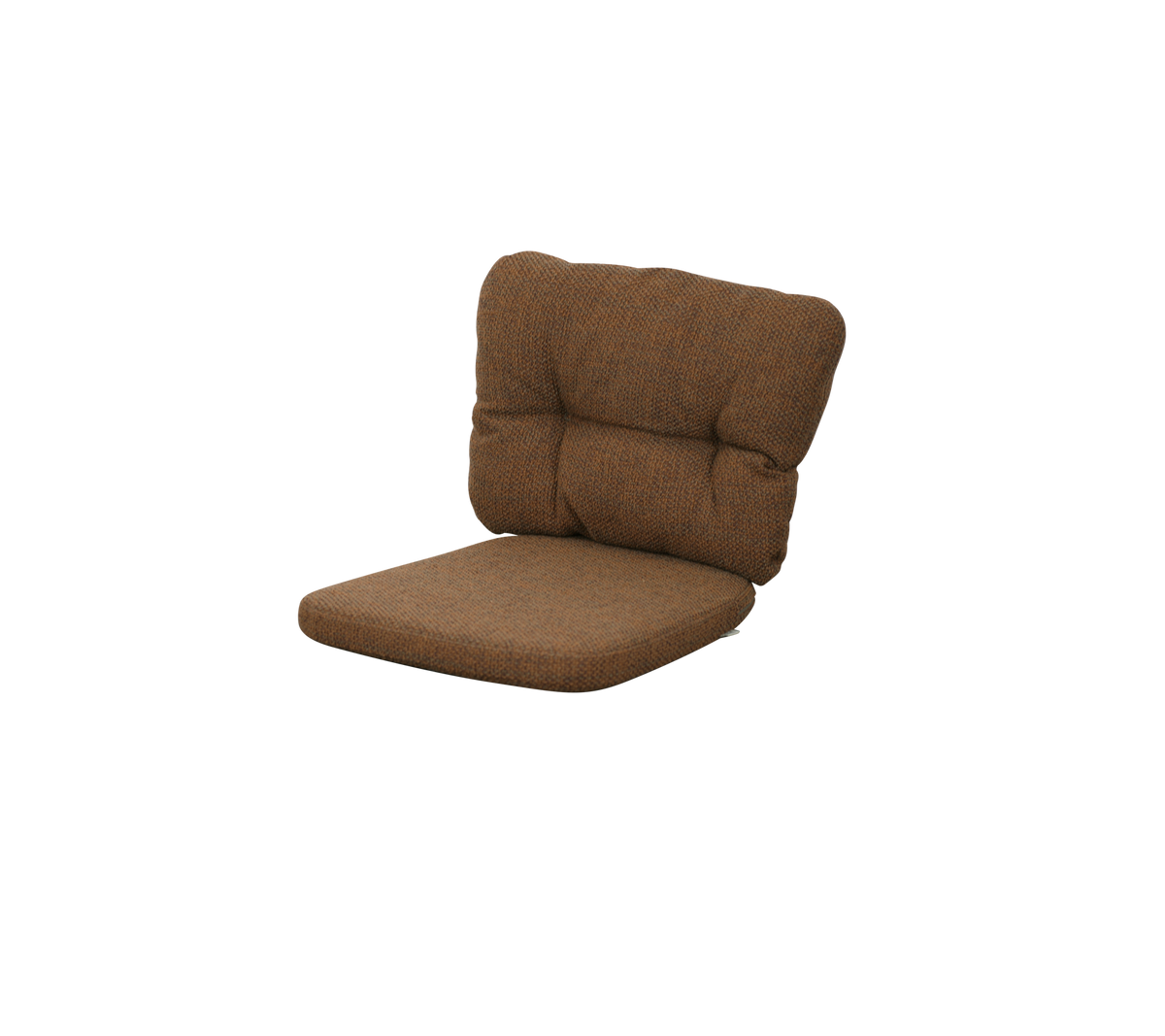 Bequemer braunes Kissenstuhl mit einer plüschigen Rückenlehne, entworfen für Entspannung und Unterstützung. Ideal für legere Sitzarrangements.