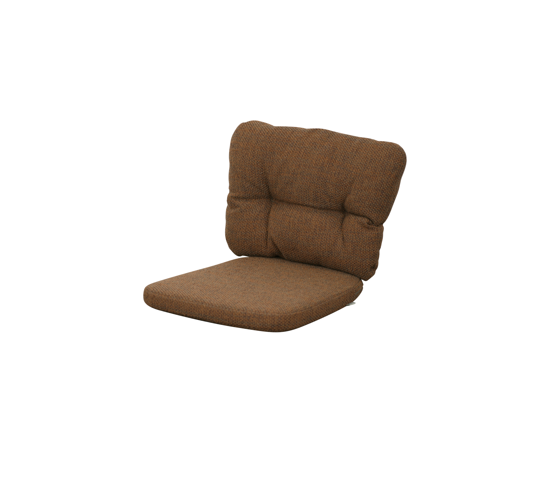 Bequemer braunes Kissenstuhl mit einer plüschigen Rückenlehne, entworfen für Entspannung und Unterstützung. Ideal für legere Sitzarrangements.