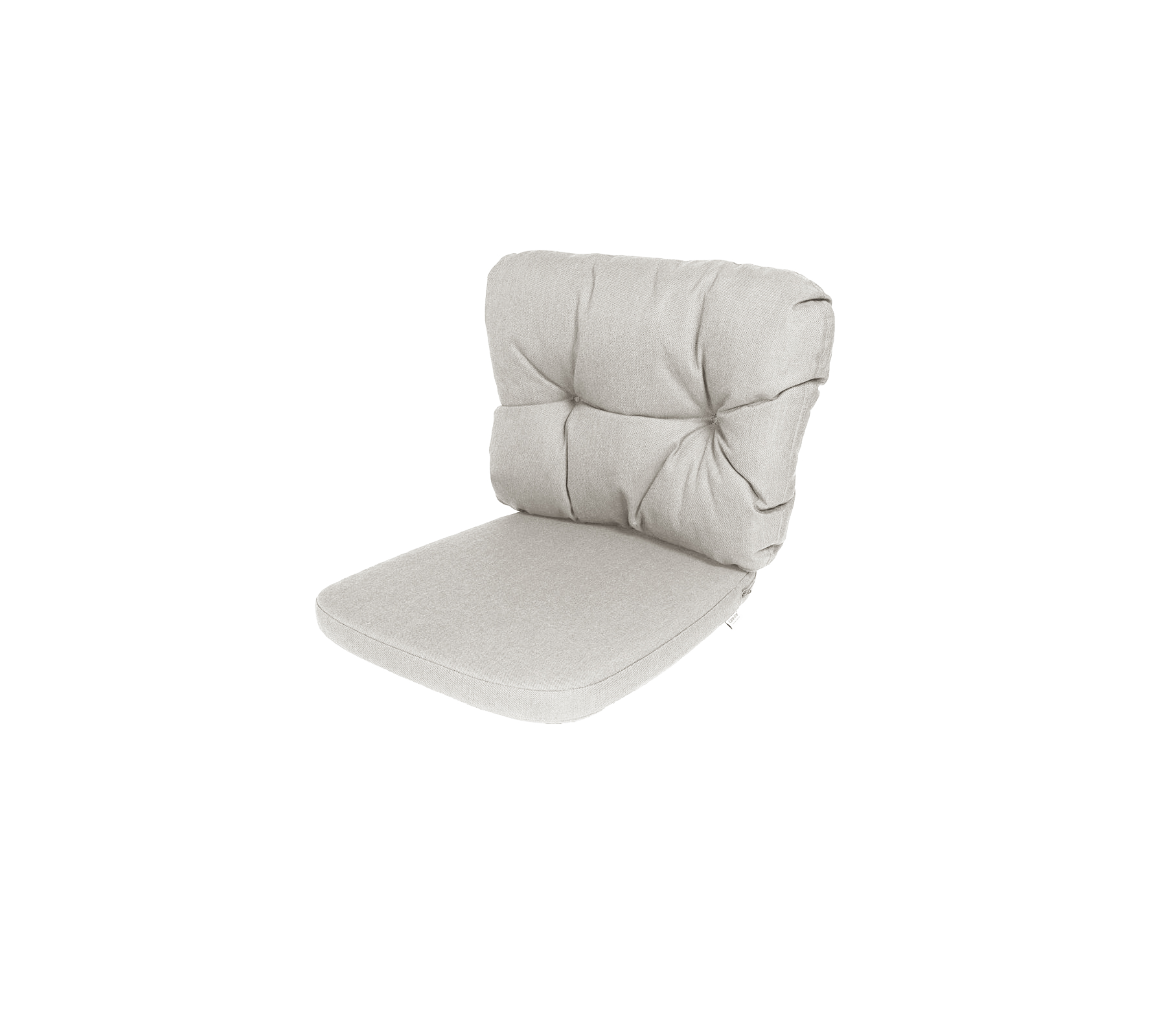 Bequames, hellfarbiges Kissen mit gepolstertem Design, geeignet für Sitzgelegenheiten, bietet Unterstützung und Stil. Ideal für verschiedene Sitzanordnungen.