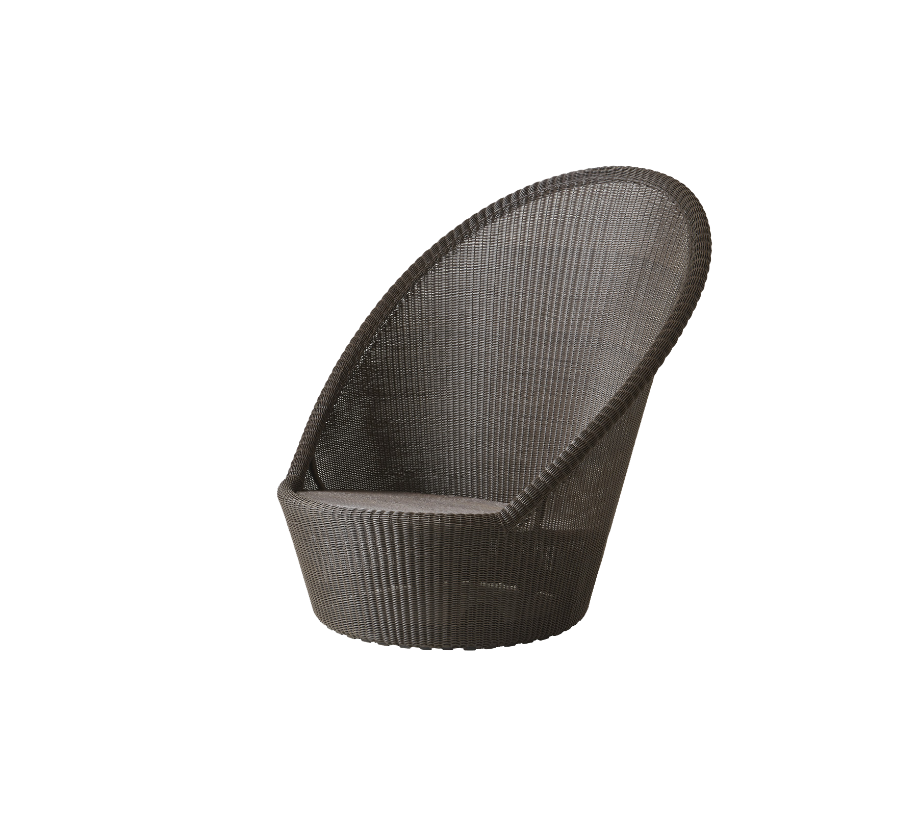 Stylischer, moderner Stuhl mit gebogener Rückenlehne und strukturiertem Design, geeignet für verschiedene Umgebungen.