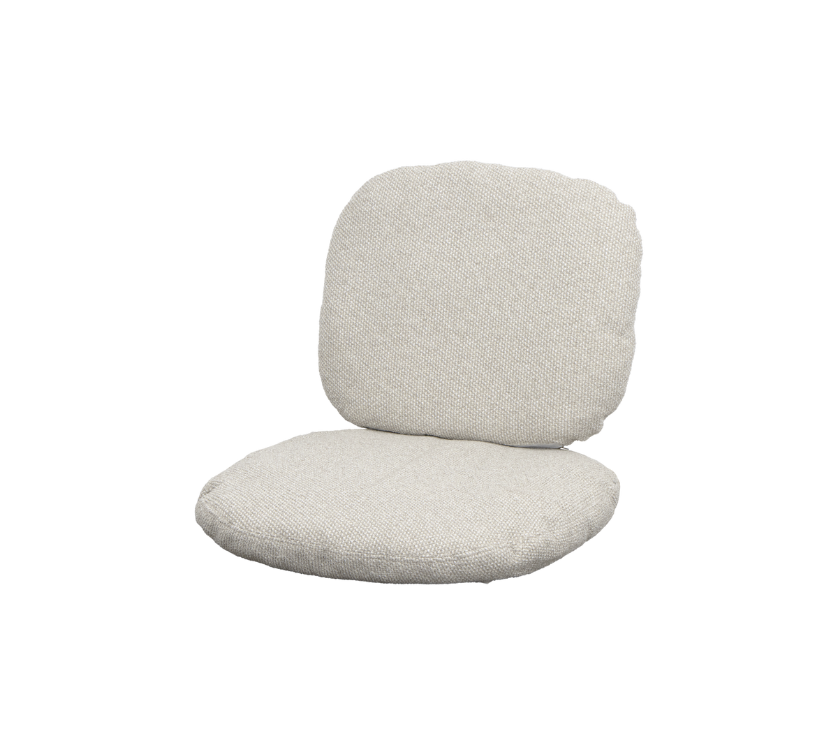 Ein weiches, beige Kissen mit einer abgerundeten Rückenlehne, entworfen für Komfort und lockeres Sitzen. Ideal zum Entspannen oder Relaxen.