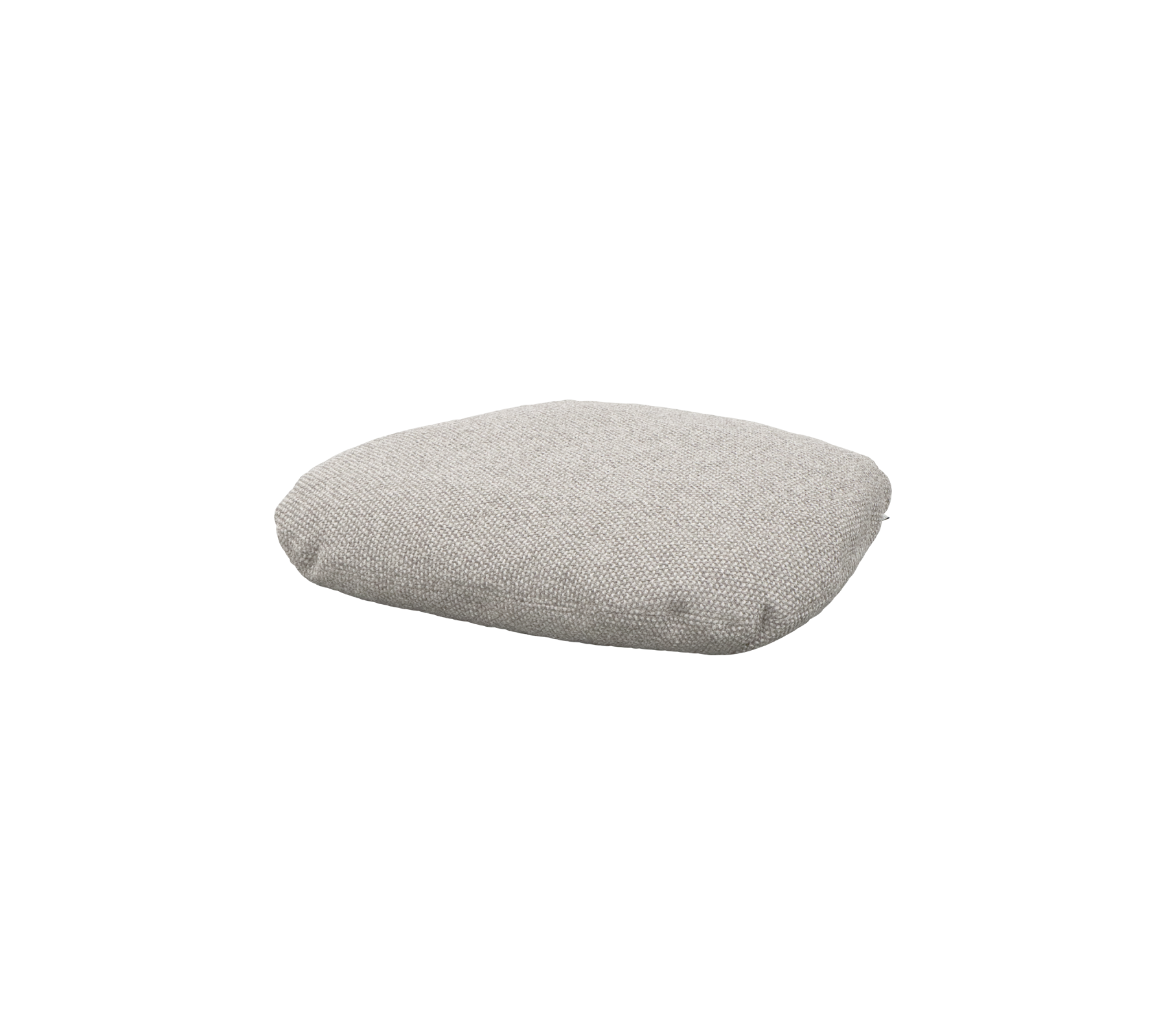Weiches, quadratisches Kissen aus einem hellgrauen Stoff, entworfen für Komfort und Entspannung. Ideal für verschiedene Sitzarrangements.