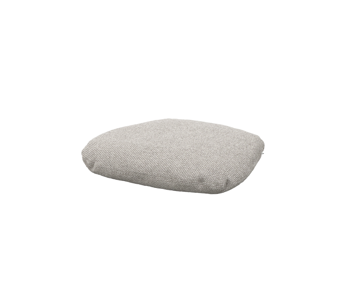 Weiches, quadratisches Kissen aus einem hellgrauen Stoff, entworfen für Komfort und Entspannung. Ideal für verschiedene Sitzarrangements.