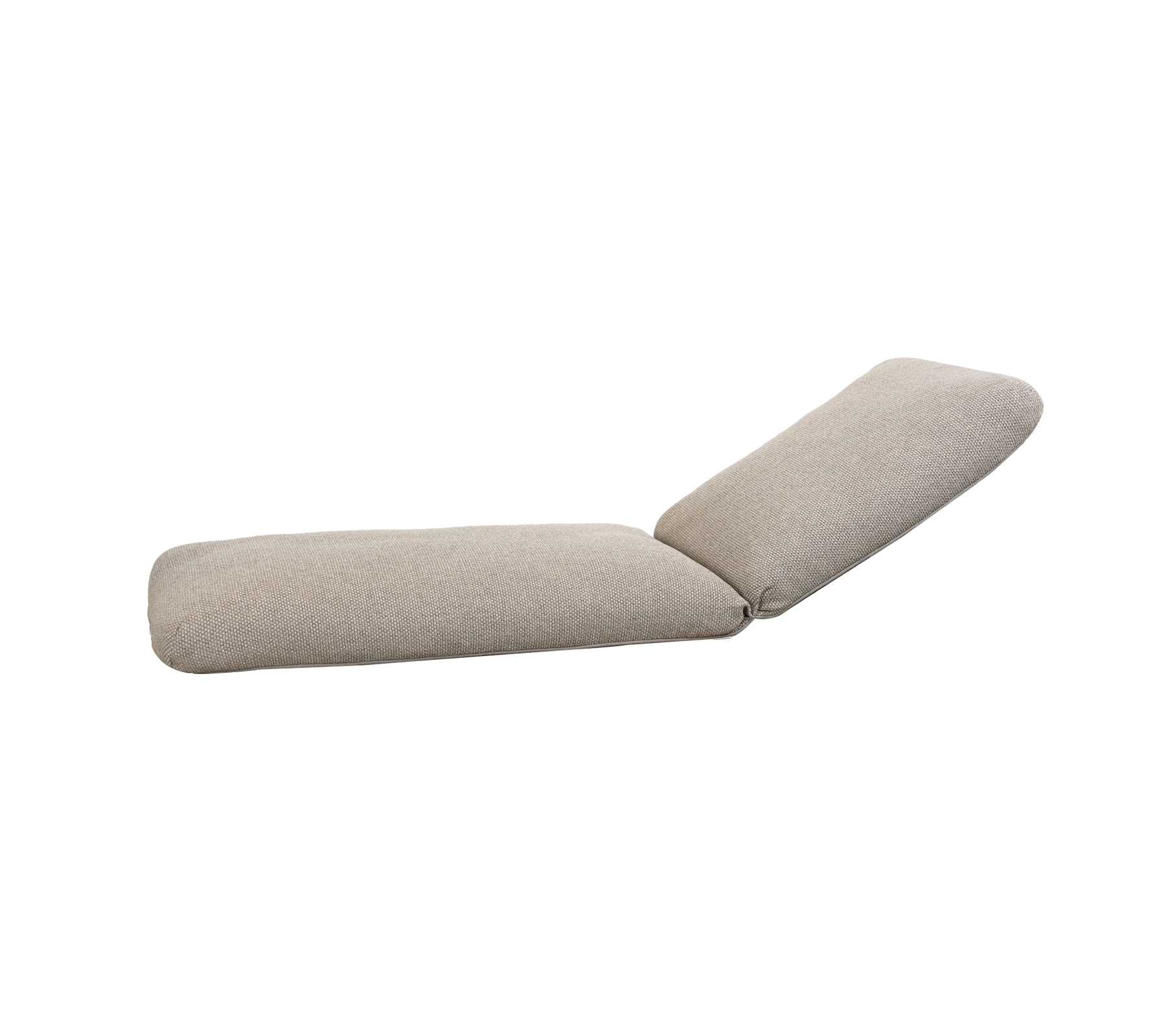 Hellbraunes Kissen mit einem geneigten Design.