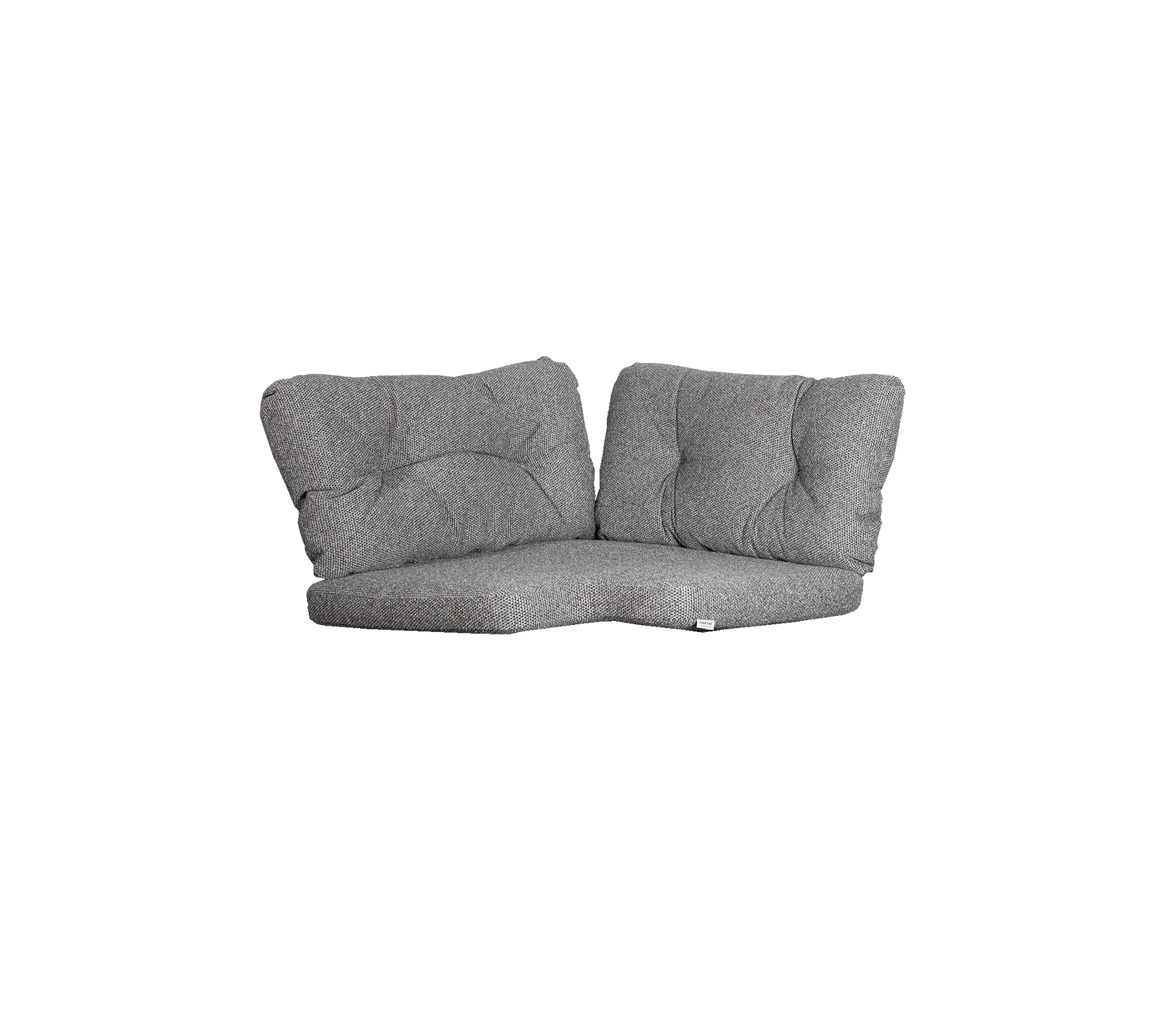 Grau zwei Personen Lounge mit plüschigen Kissen, die ein modernes Design und eine geschwungene Form für Komfort und Stil bietet.