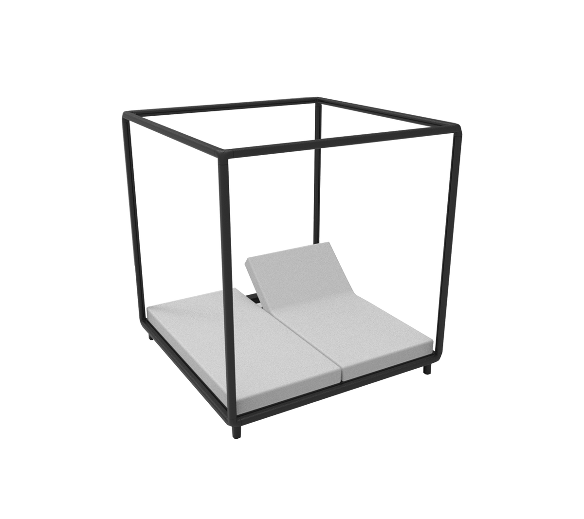 Moderne Lounge-Sitzmöbel mit einem minimalistischen Rahmen und luxuriösen Kissen, entworfen für Komfort und Stil in Entspannungsbereichen.