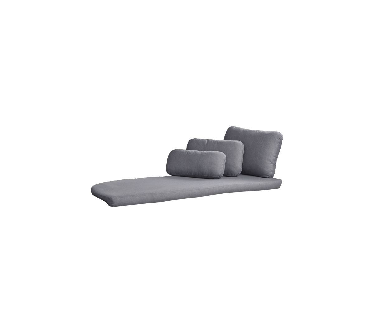 Ein moderner, eleganter grauer Lounge-Stuhl mit drei weichen Kissen in unterschiedlichen Größen für Komfort und Stil.