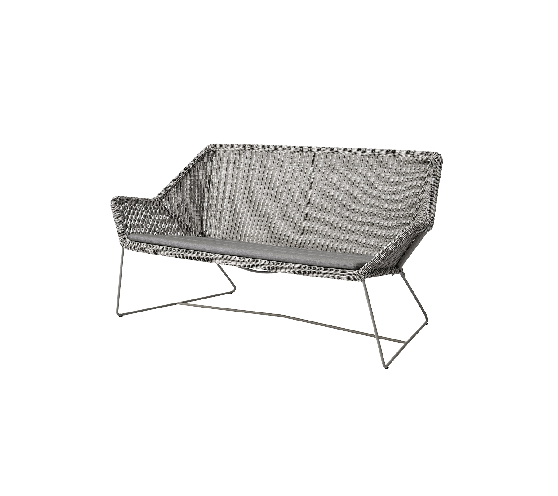 Stylische Zweisitzer-Couch mit modernem Design, die eine gewebte Textur und schlanke Metallbeine aufweist, perfekt zum Entspannen und für ästhetische Ansprüche.
