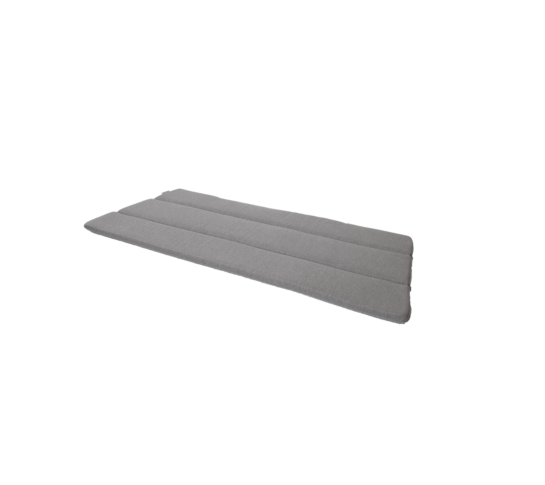Grau gepolsterte Matte mit einem eleganten, minimalistischen Design und drei horizontalen Abschnitten. Ideal für Komfort und Unterstützung.