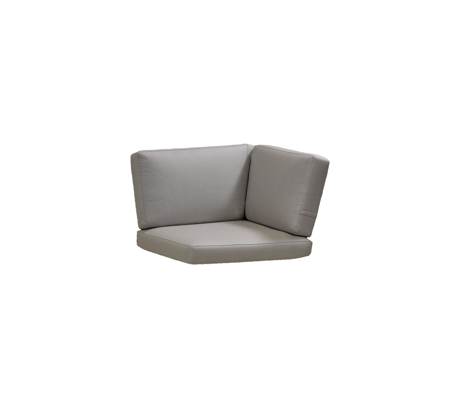 Ecksofa-Kissen aus weichem grauen Bezug, entworfen für Komfort und vielseitige Platzierung in verschiedenen Umgebungen.