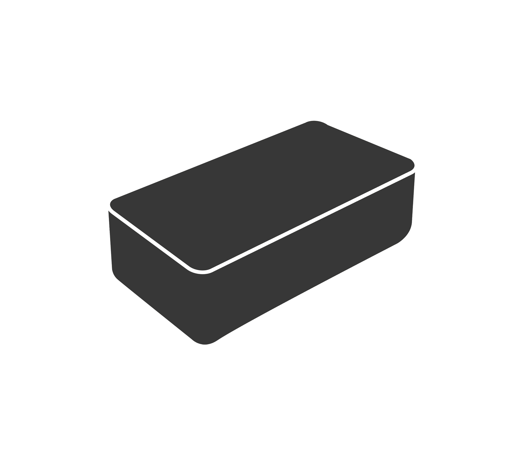 Schwarze rechteckige Aufbewahrungsbox mit flachem Deckel, entworfen, um verschiedene Gegenstände effizient zu organisieren.