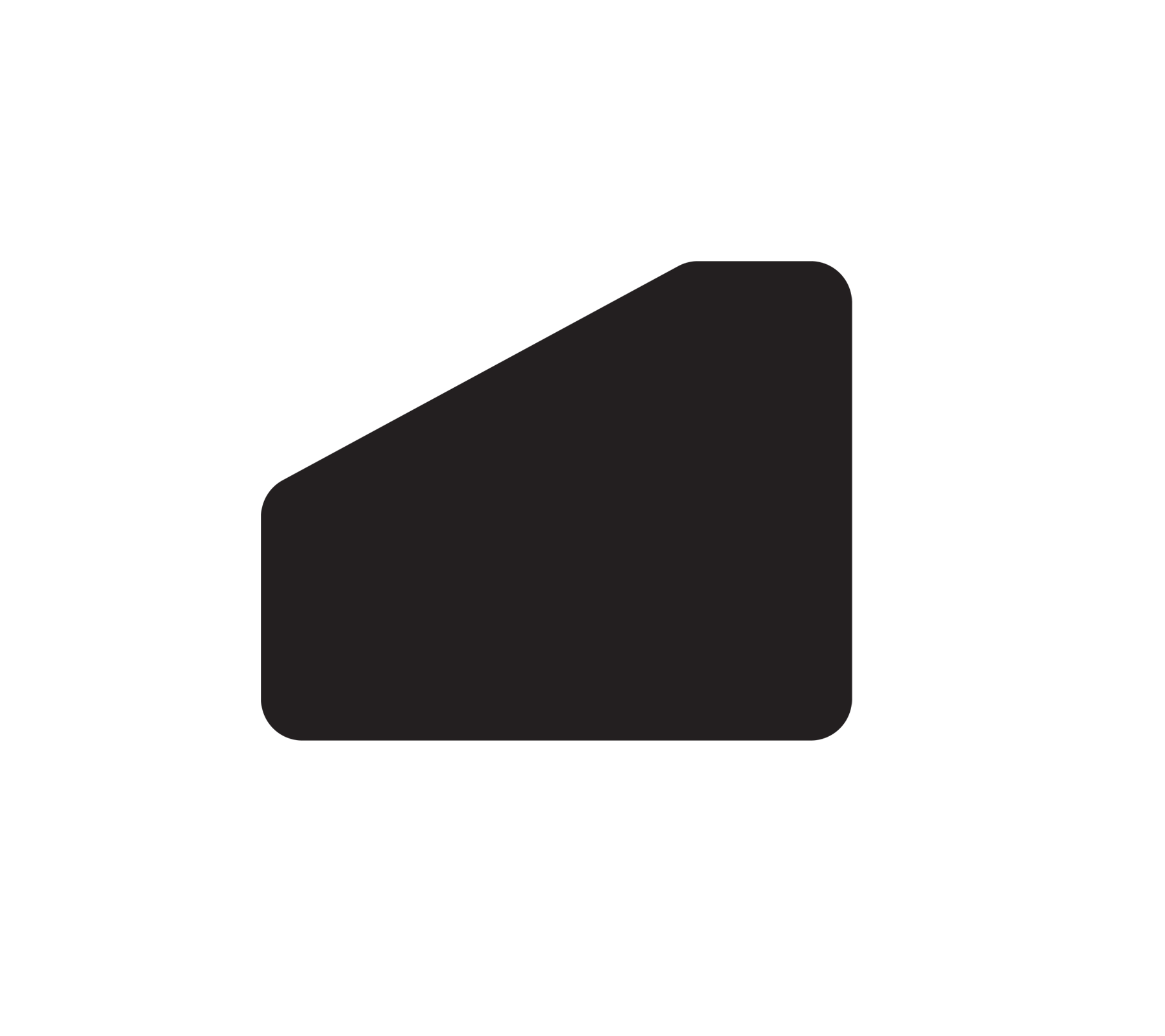 Abstrakte schwarze Form mit einem einzigartigen kantigen Design.