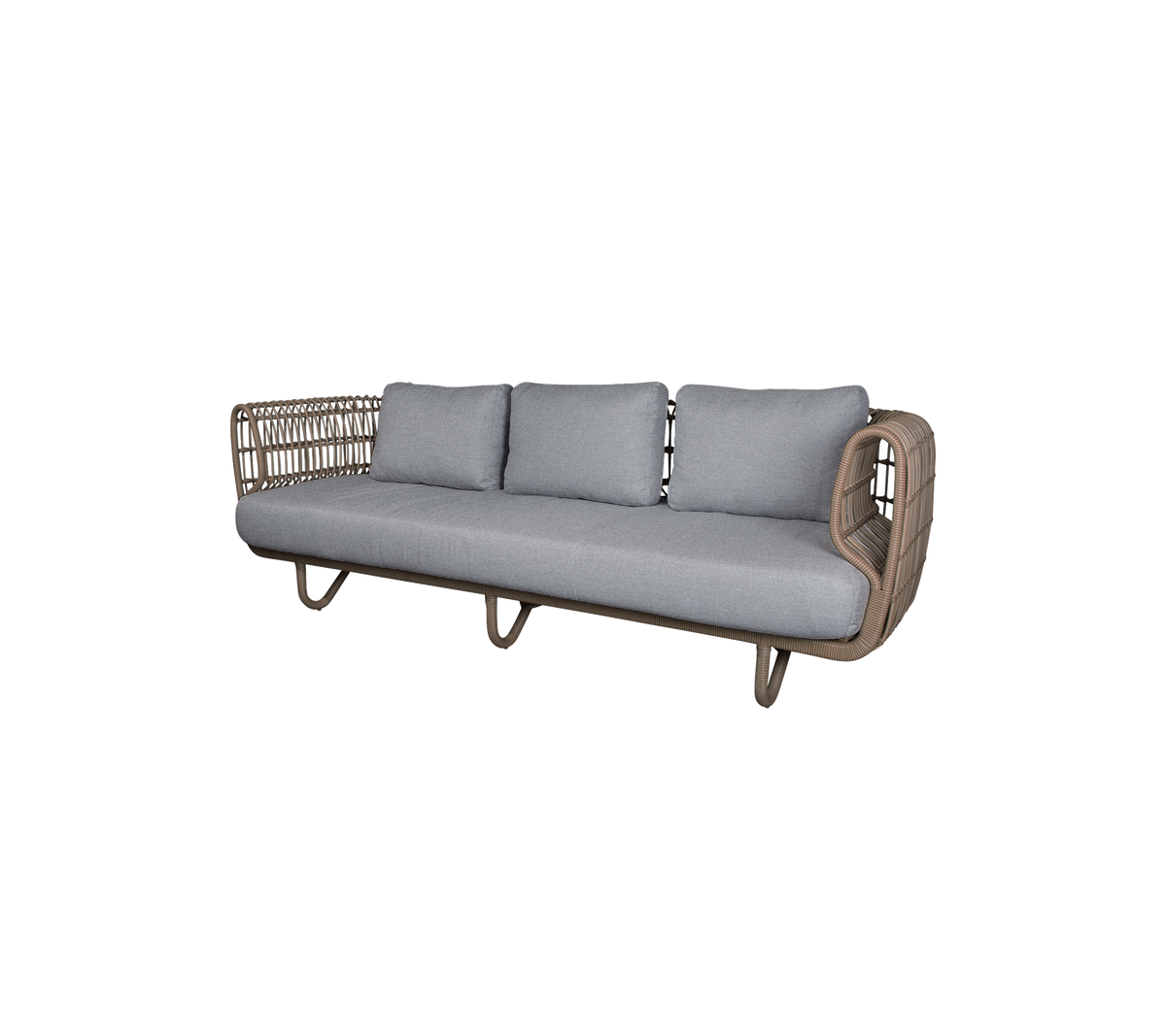 Moderne Sofa mit grauen Kissen in einem stilvollen Design.