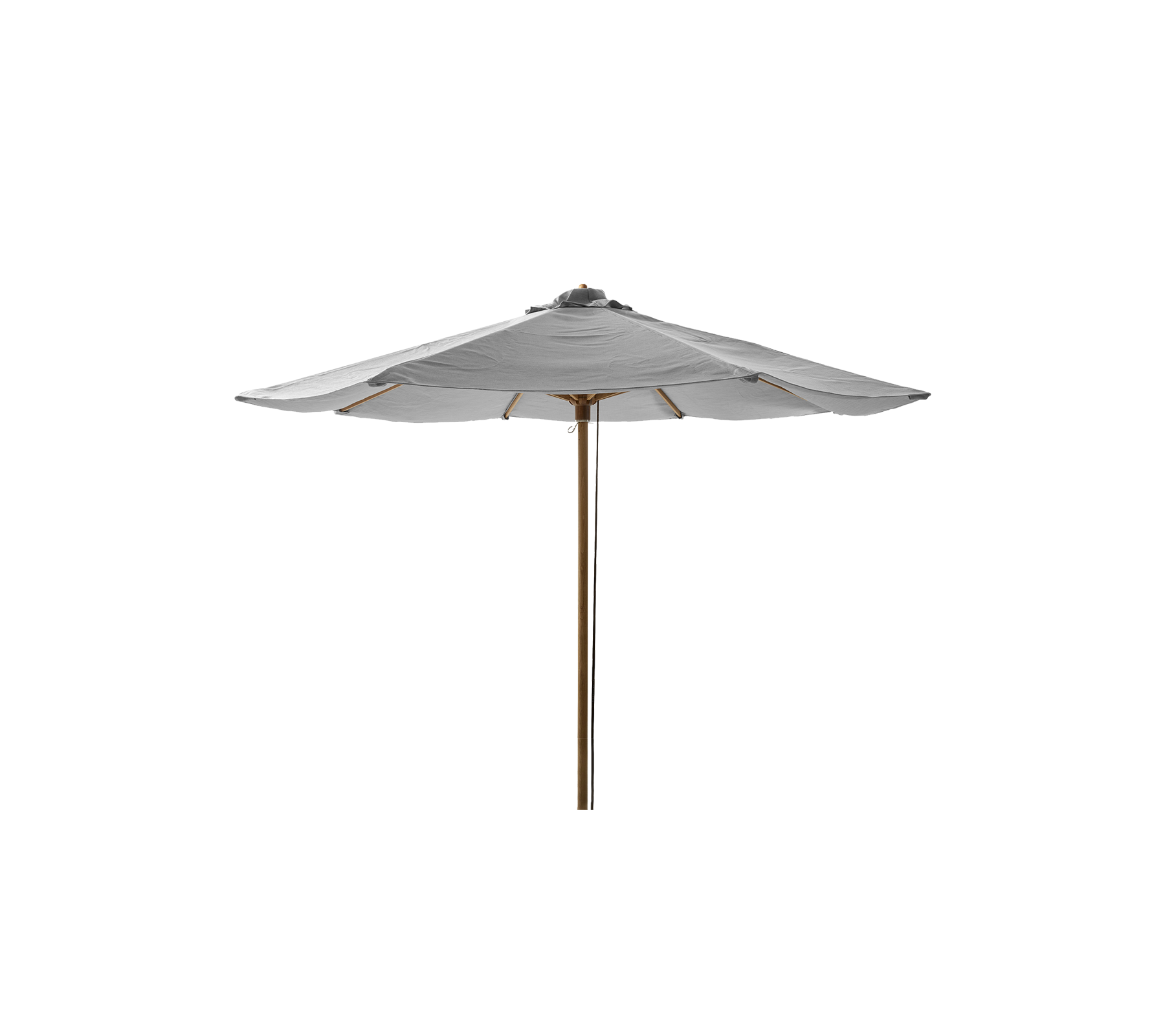 Stilvoller Regenschirm mit einem stabilen Stock und einem breiten Dach, entworfen, um Schatten zu spenden und Außenbereiche aufzuwerten.