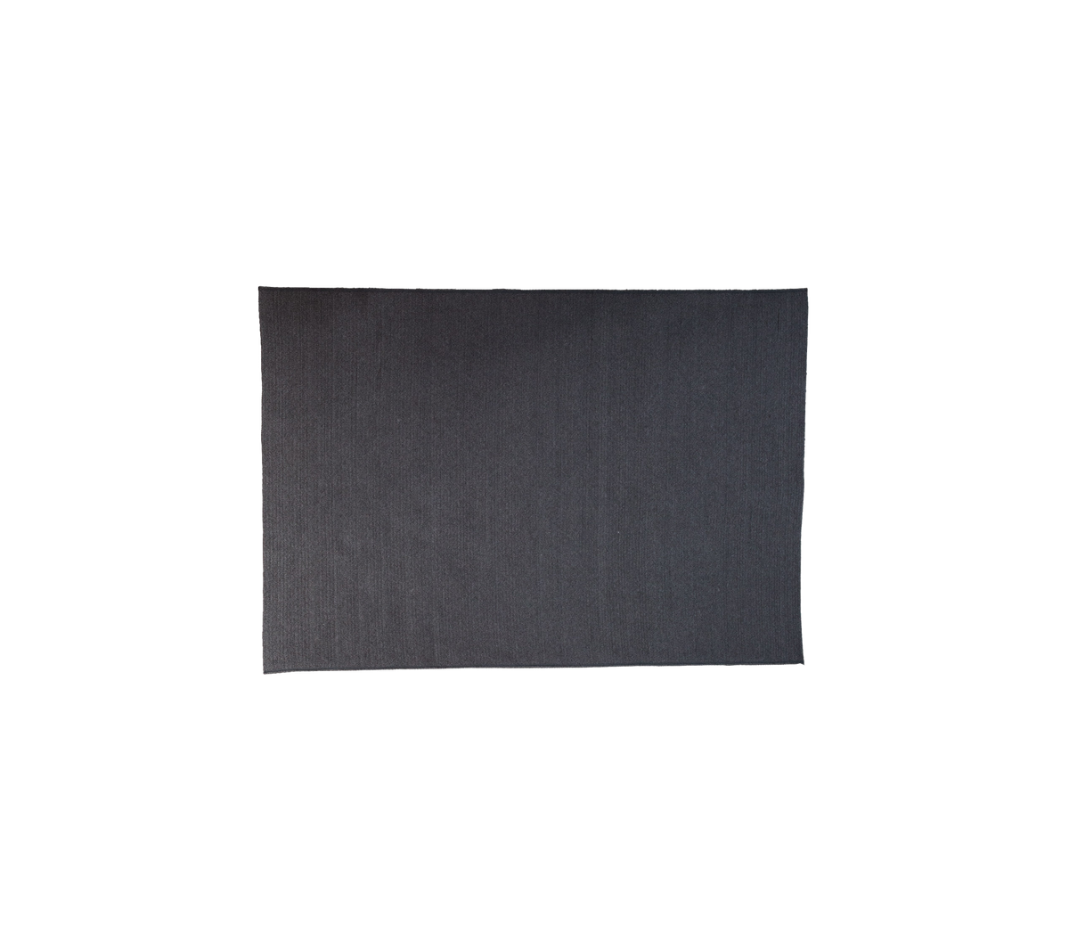 Dunkelgrauer, runder Außenbereich-Teppich namens Circle mit einem einfachen und eleganten Flachgewebe-Design, der 240 x 170 cm misst.