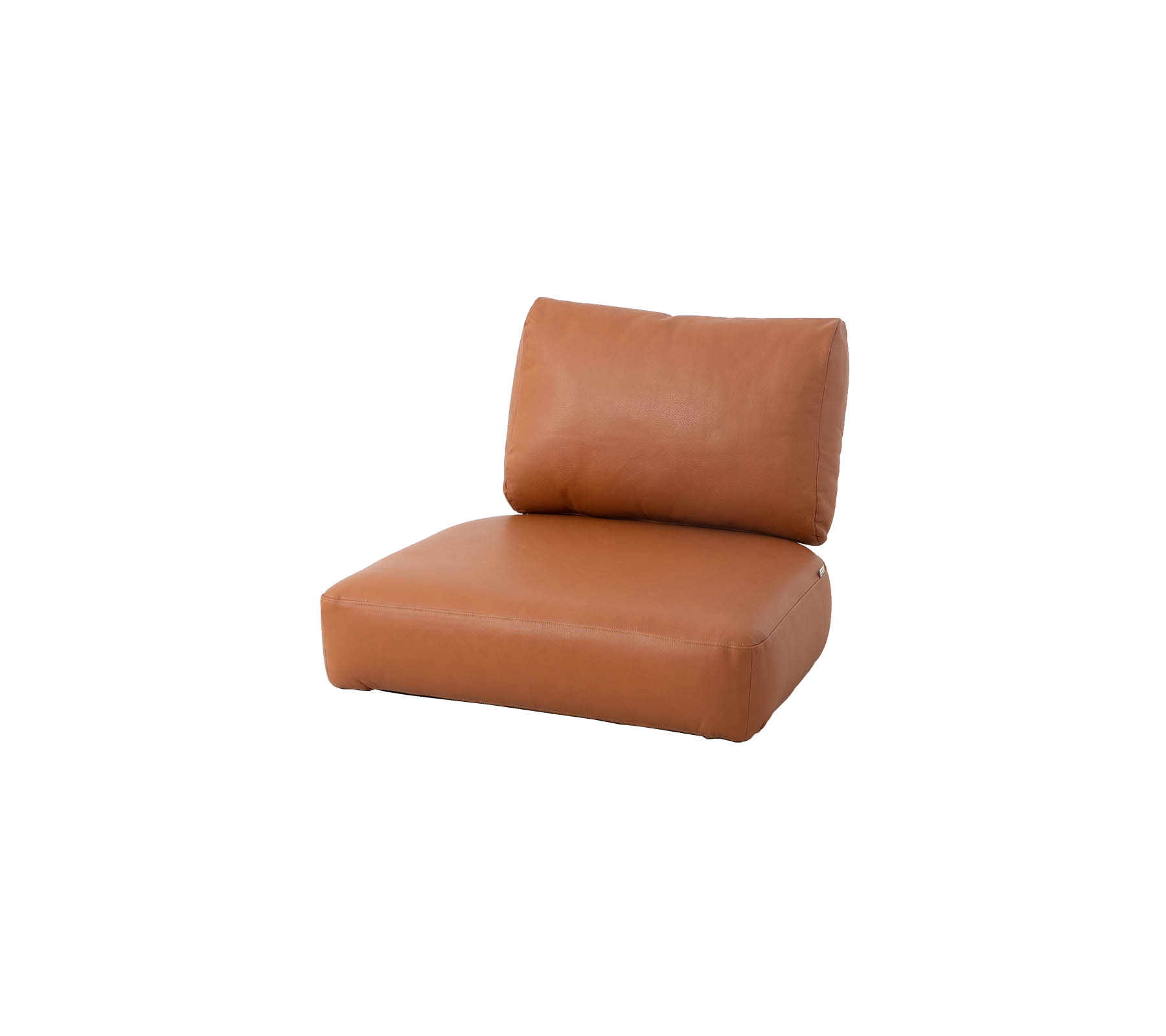 Braunes Lederkissen mit einer gepolsterten Rückenlehne, entworfen für Komfort und Stil. Ideal für zeitgemäße Sitzarrangements.
