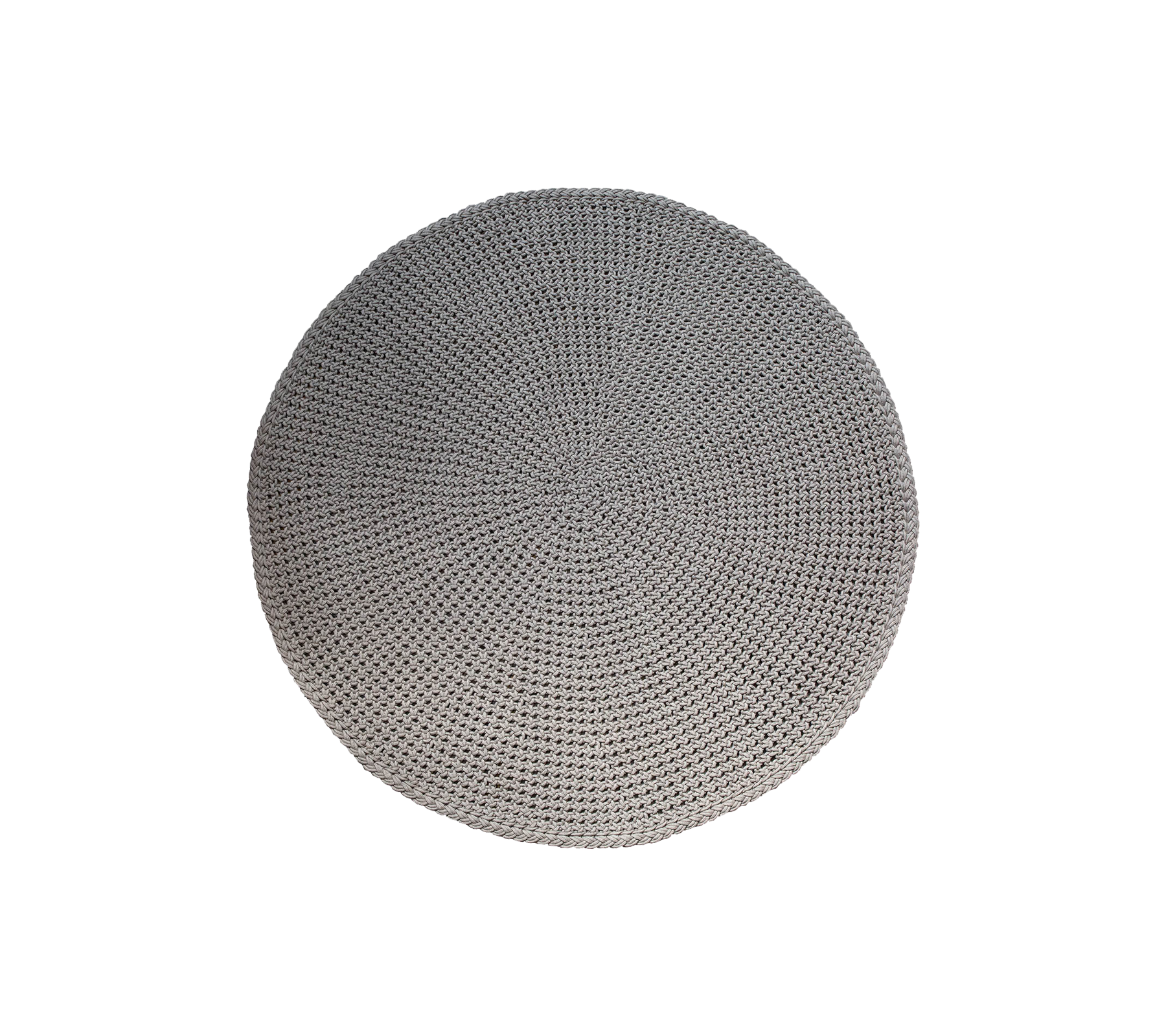 Runder taupe Teppich, 200 cm Durchmesser, mit strukturiertem Oberflächen- und mittlerem Flechtmuster, hergestellt aus Cane-line Soft Rope.