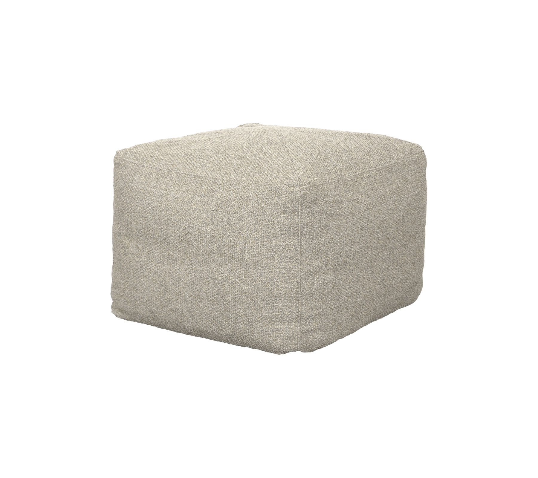 Weiches, quadratisches Pouf in neutralem Ton, perfekt als Sitzgelegenheit oder dekorativer Akzent in jedem Umfeld.