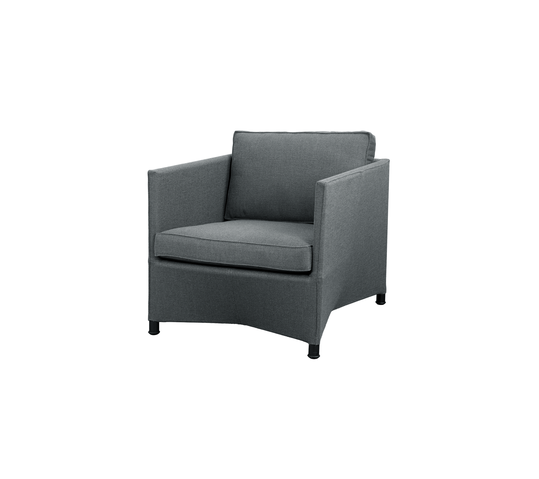 Moderne graue Stuhl mit klaren Linien und einfachem Design.