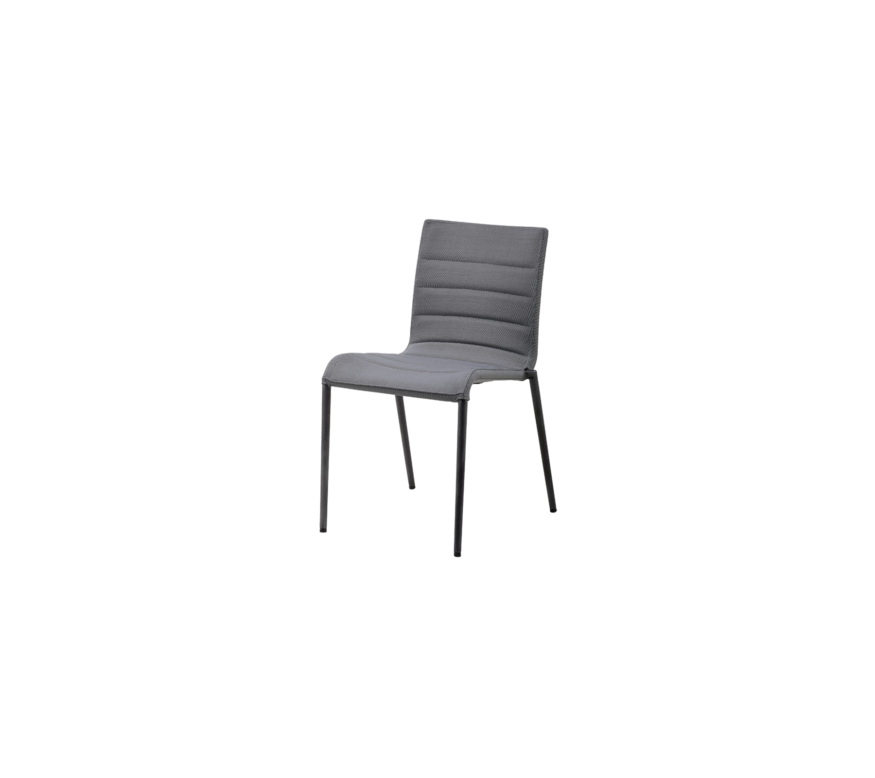 Moderne grauer Stuhl mit minimalistischer Gestaltung, ausgestattet mit einem gepolsterten Sitz und einer Rückenlehne für Komfort.