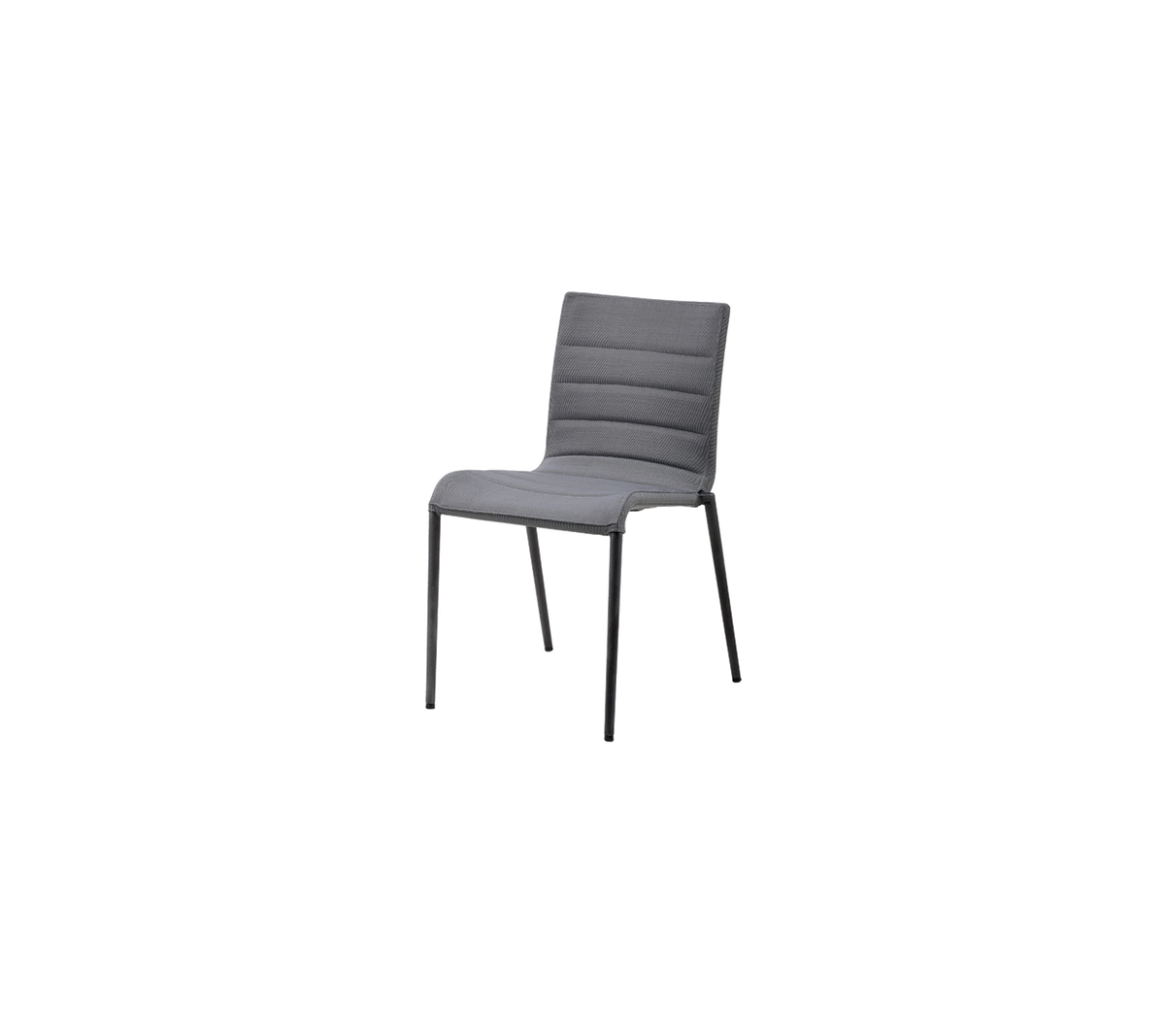 Moderne grauer Stuhl mit minimalistischer Gestaltung, ausgestattet mit einem gepolsterten Sitz und einer Rückenlehne für Komfort.