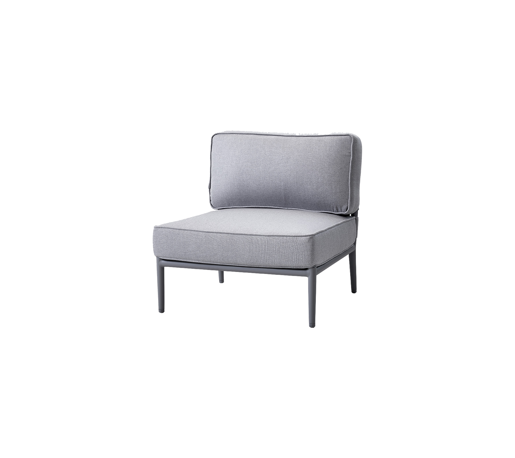 Stylischer grauer Stuhl mit einfachem Design, der über einen gepolsterten Sitz und Rückenlehne für Komfort verfügt. Ideal für moderne Sitzanordnungen.