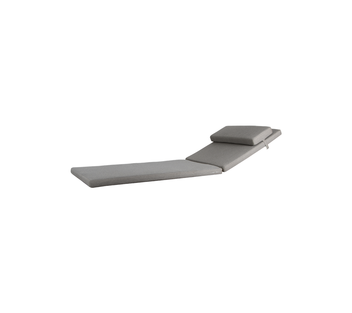 Eine elegante, moderne Liege mit einem minimalistischen Design in einer weichen grauen Polsterung, ausgestattet mit einer verstellbaren Rückenlehne für Komfort.