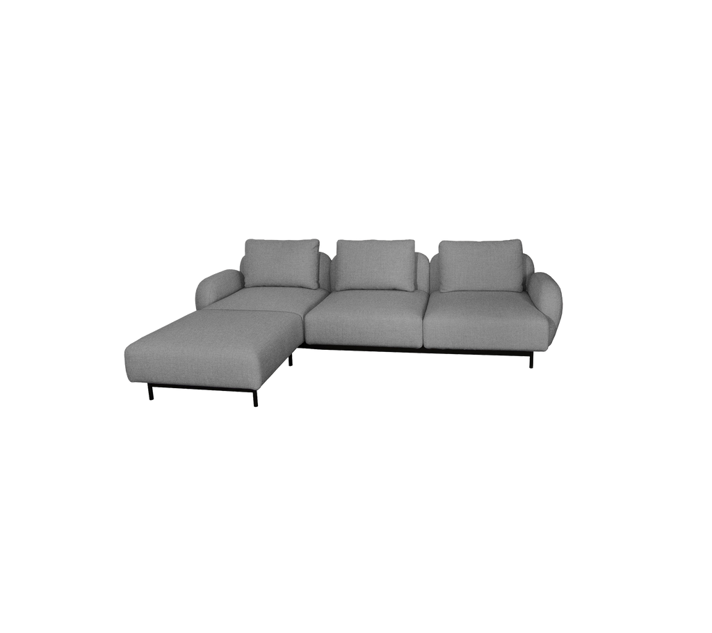 Aura 3-Sitzer Sofa, m/niedrigen Armlehnen & Chaise Longue, Rechts (2)