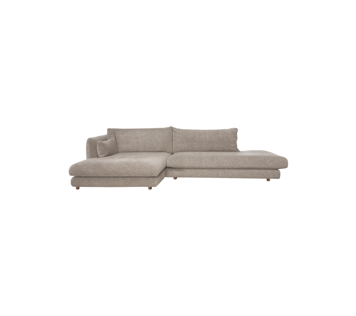 Hellbraune moderne Sofa mit einem entspannten Design.