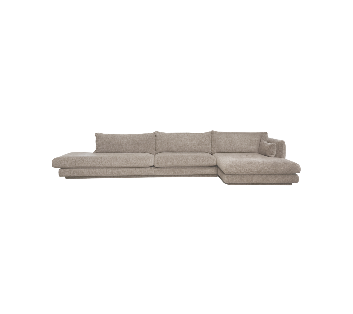 Moderne beiges Ecksofa mit einem geräumigen Design.