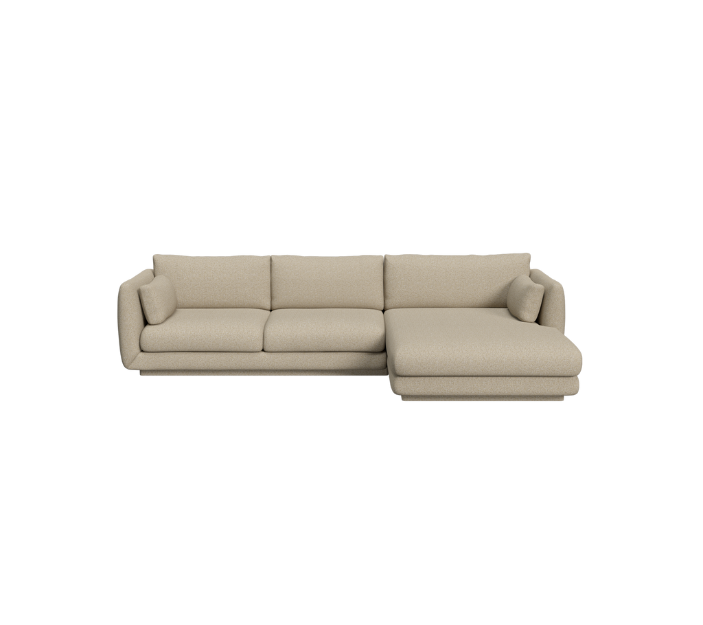 Braune moderne Sofas mit einer Chaiselongue in einem Lounge-Ambiente.